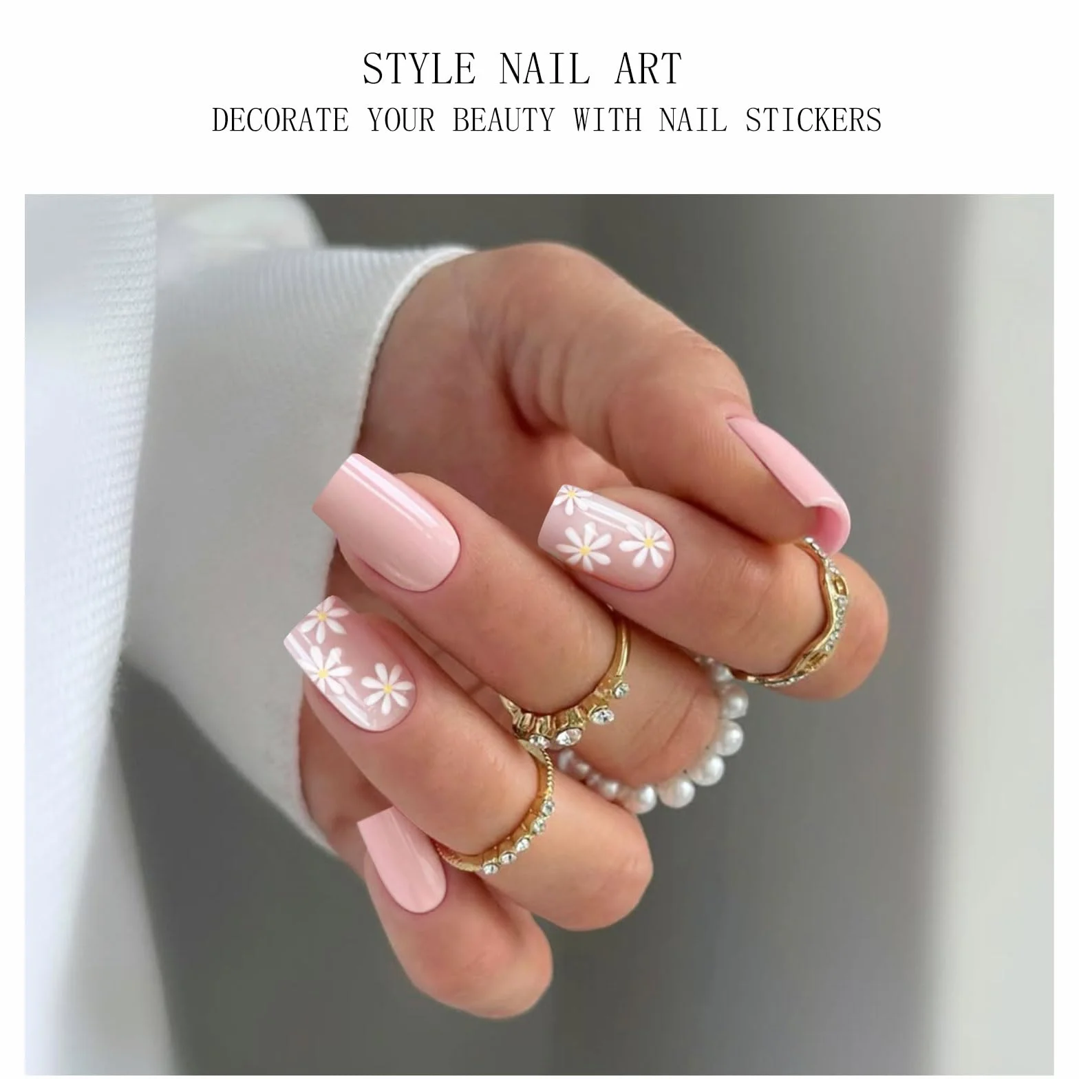Gel Nail Art Stickers Autocollant Ongles Fleur Rose Semi-durci Manucure