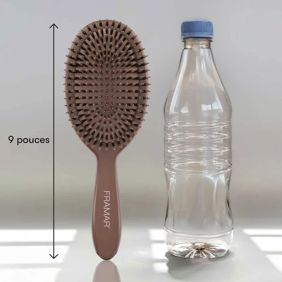 FRAMAR brosse en poils de sanglier souple – effet plaqué, volume et brillance – chocolat