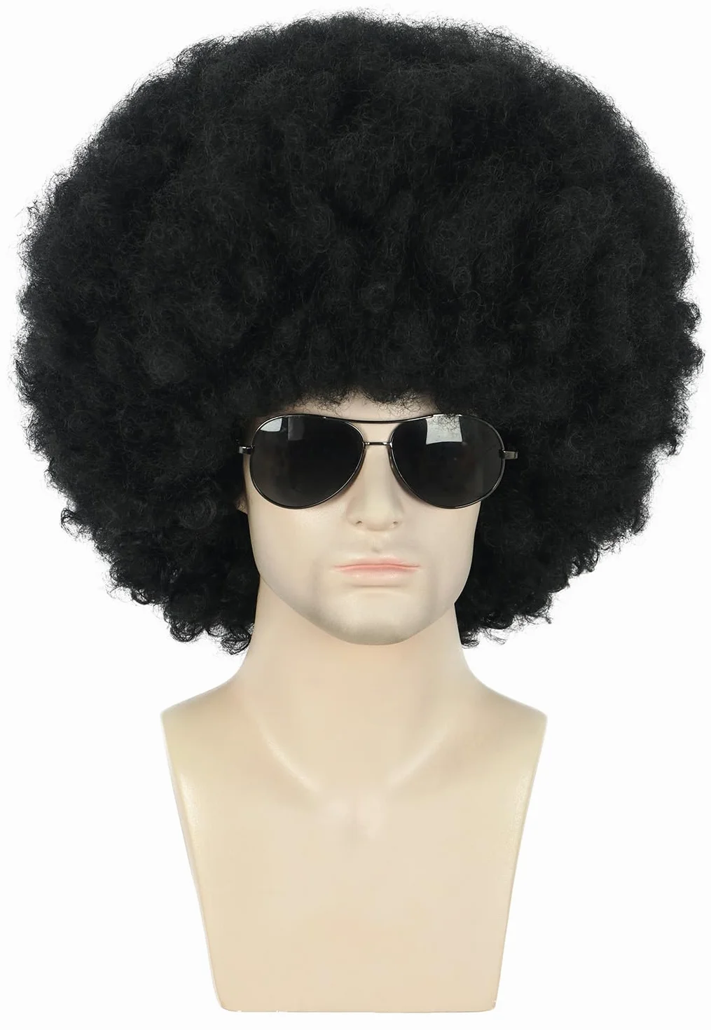 Karlery Perruque Courte Frisée Noire pour Homme et Femme Perruque Disco Afro des Années 70 et 80 pour Carnaval Halloween Cosplay Déguisement Party