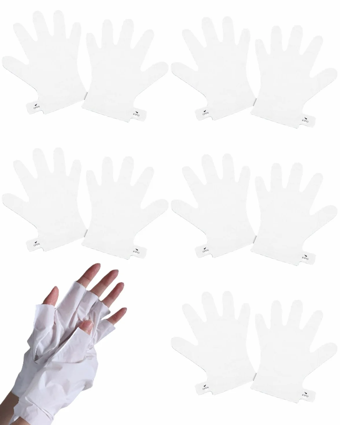 BARRU 5 Paires de Gants Masques Hydratants pour Mains Sèches, Vieillissantes & Gercées - Nail Art, Anti-UV