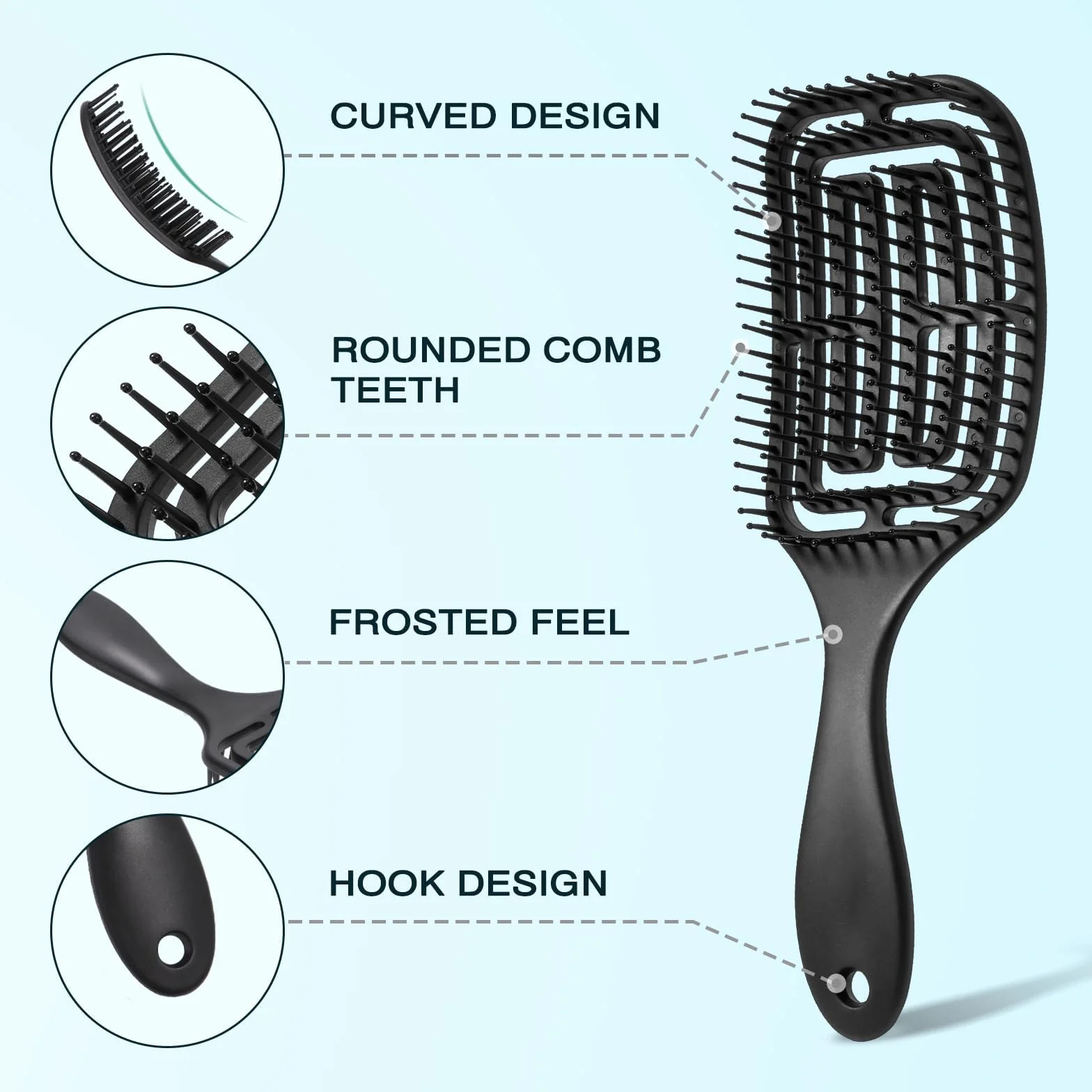 Brosse Cheveux Bouclés Démêlante Magique Anti-Casse Anti-Statique pour Boucles Lisses Épais Fins