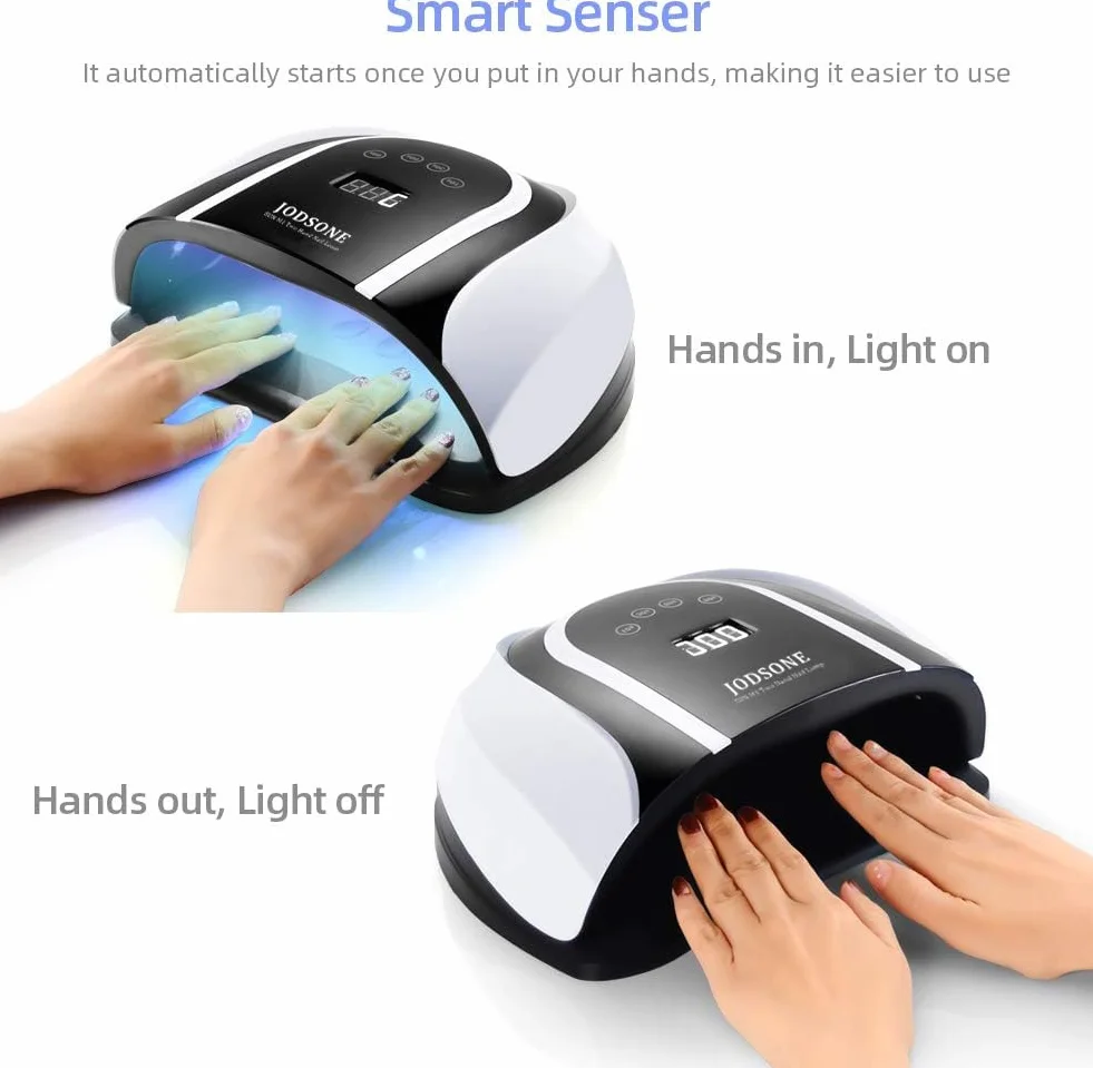 JODSONE Lampe UV LED 120 W pour ongles en gel, avec 54 perles lumineuses, séchage rapide du vernis à ongles, idéale pour un usage en salon ou à la maison, noire