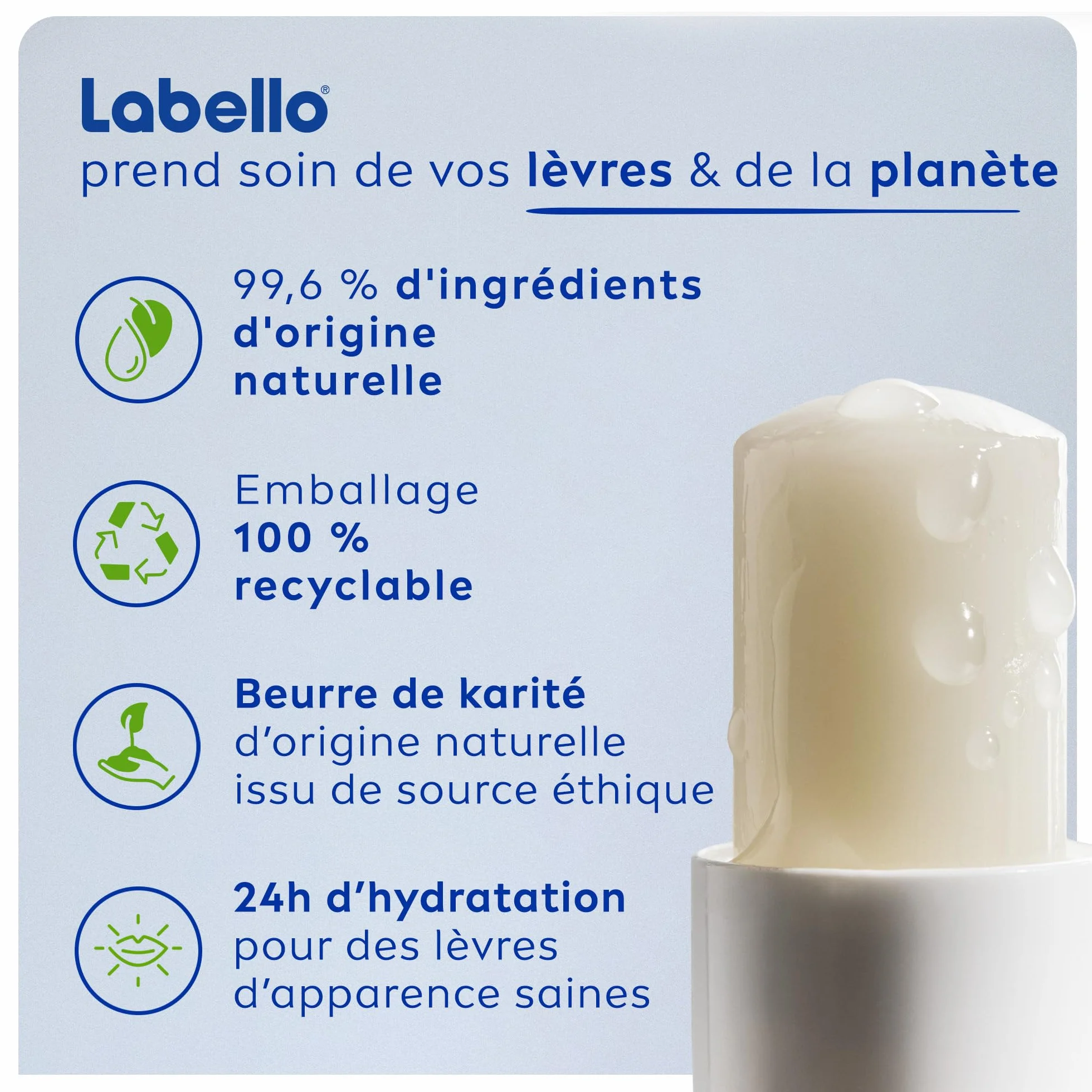 LABELLO Lot de 2 stick à lèvres Sun Protect FPS 30 & Hydro Care FPS 15, baume à lèvres protection UVA/UVB hydratation 24h vitamines C & E