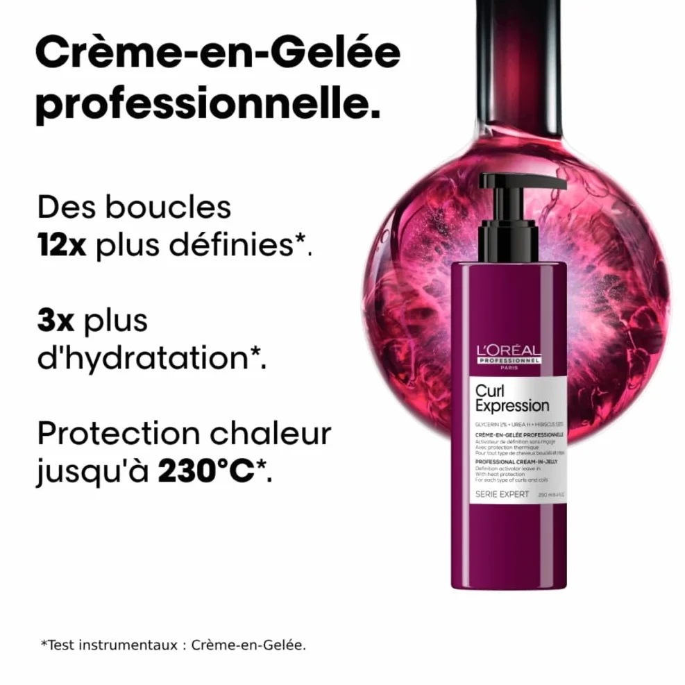 L'OREAL PROFESSIONNEL Curl Expression Soin Cheveux Bouclés Frisés Crépus 12x Plus Définies Glycérine Végétale Urée Sans Sulfate Ni Silicone