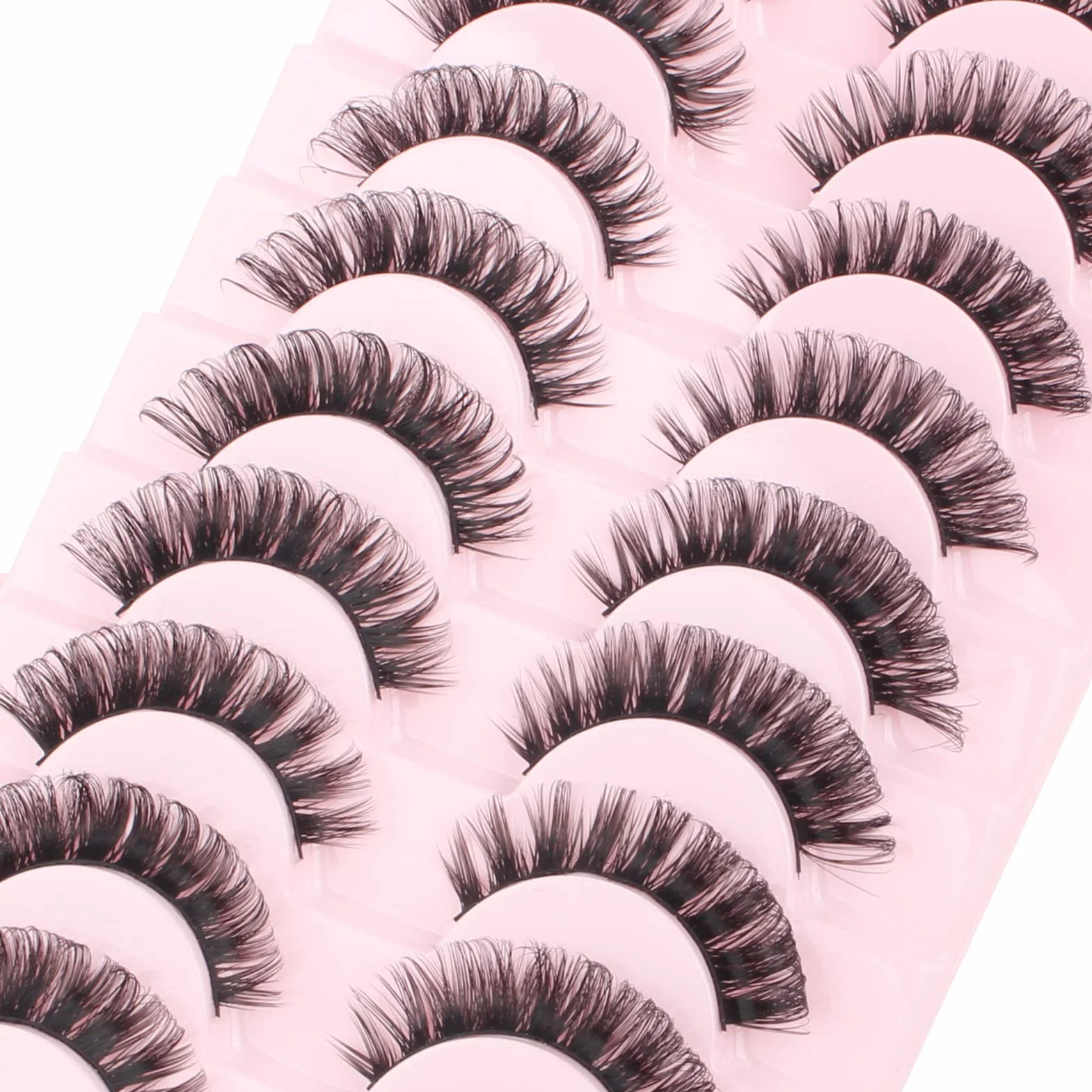 Parriparri Faux Cils Volume Russe 3D Russian Lashes 10 Paires Faux Cils Naturel Dramatique Fluffy False Mink Eyelashes Volumineux