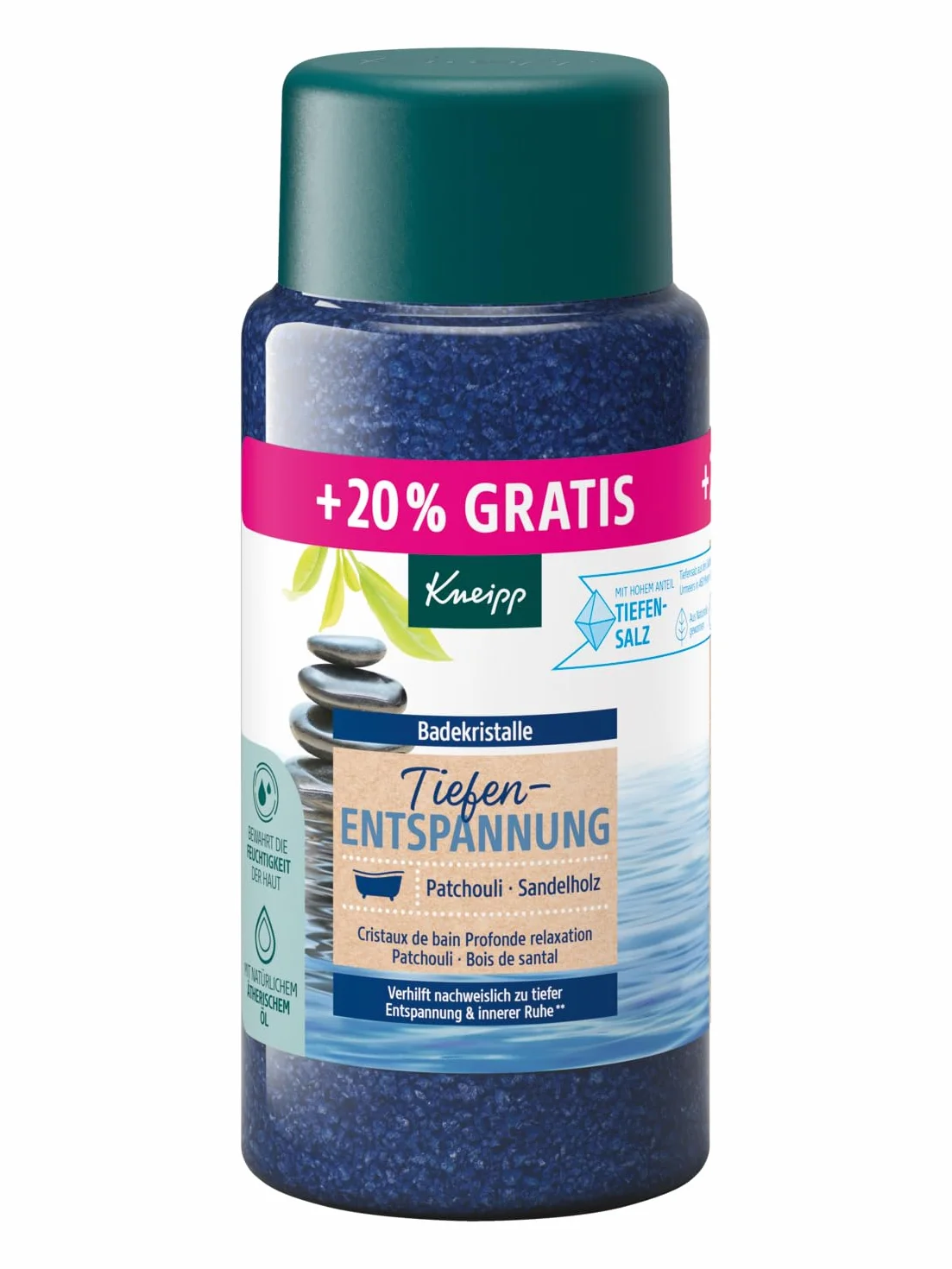 Kneipp Cristaux de bain relaxants sel profond naturel huile essentielle patchouli bois santal détente repos