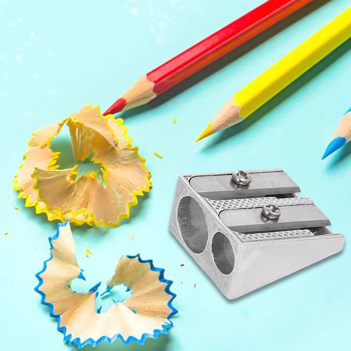Taille-Crayon En Métal 3 Pièces Double Trou Papeterie Portable