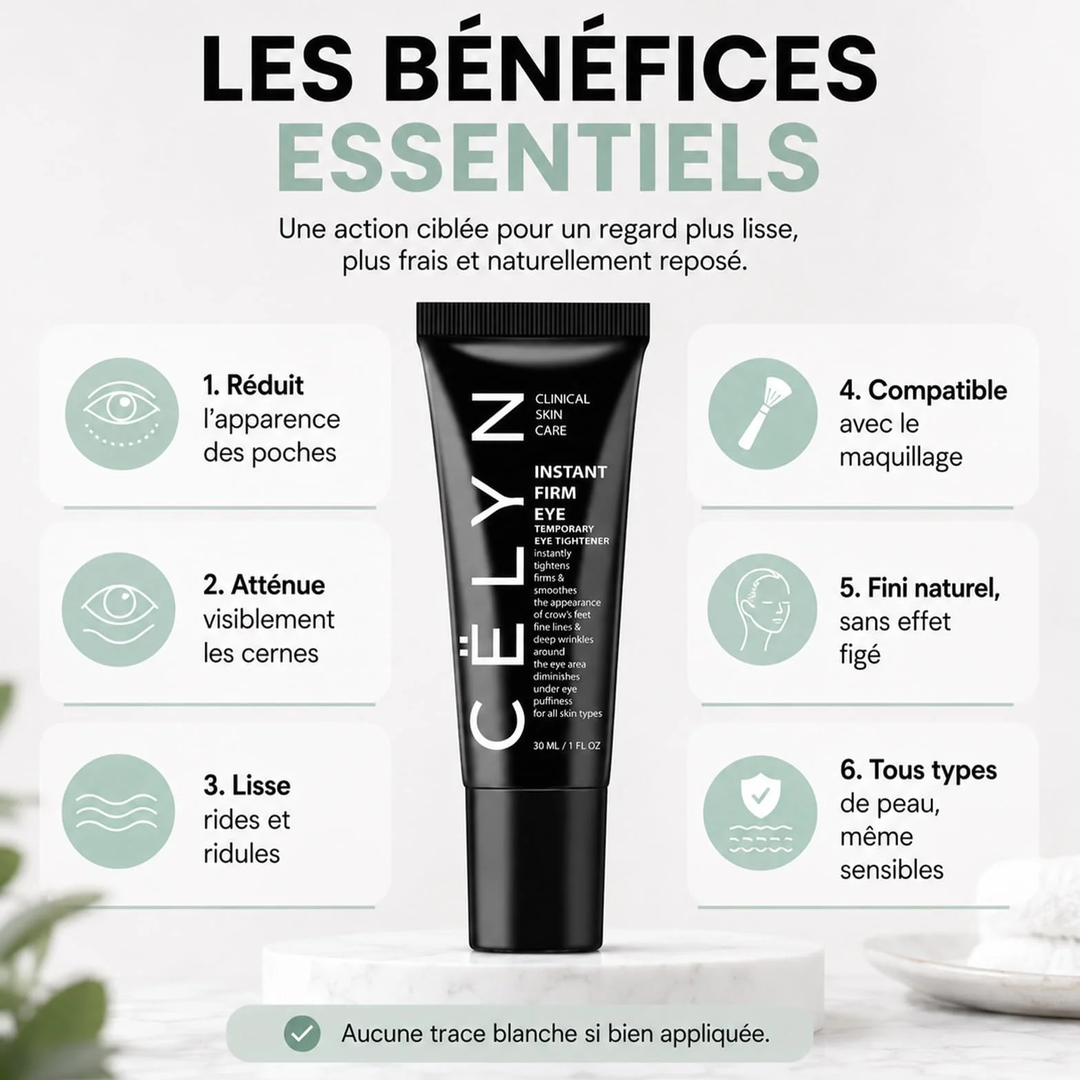 Lyciana Baume Anti Ride Et Anti Cerne – Crème Contour Des Yeux Instantanée, Effet Tenseur, Réduit Poches & Ridules