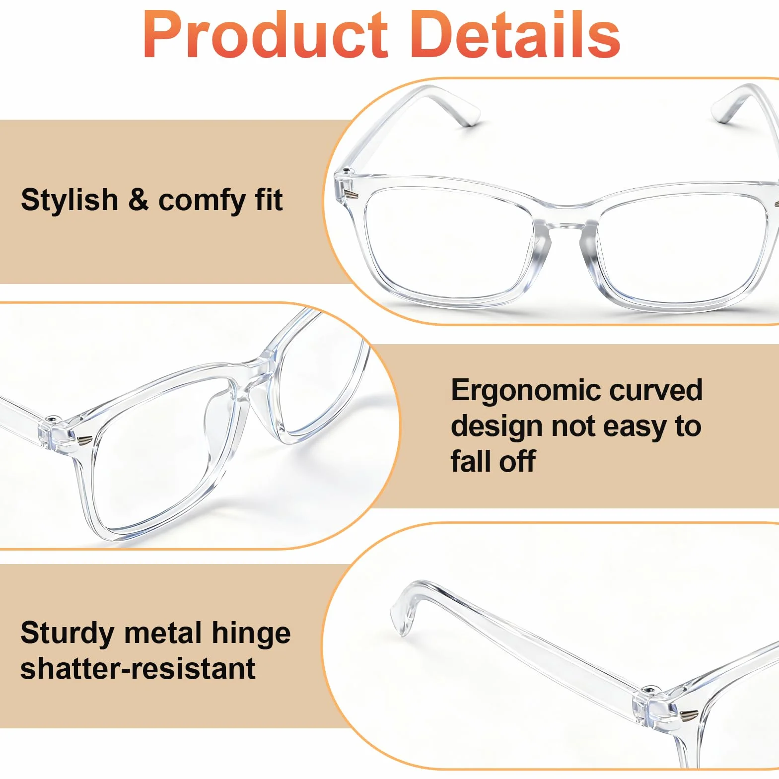Lunettes Anti Lumière Bleue Homme Femme Protection Fatigue Oculaire Filtre UV400 Transparent pour Écran PC TV Smartphone