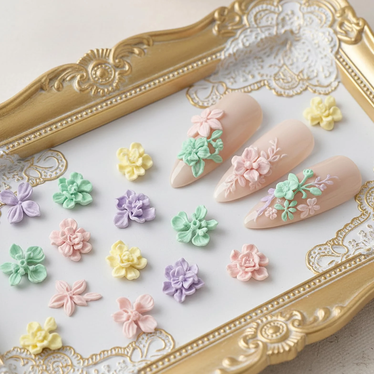 Moule en silicone 3D fleurs pour Nail Art, Gel et Résine