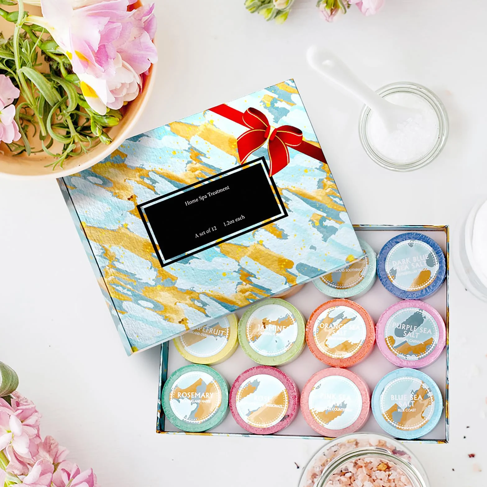 Bombes de Douche Aromathérapie Lavande Romarin Jasmin Rose Pamplemousse Cadeau Anniversaire