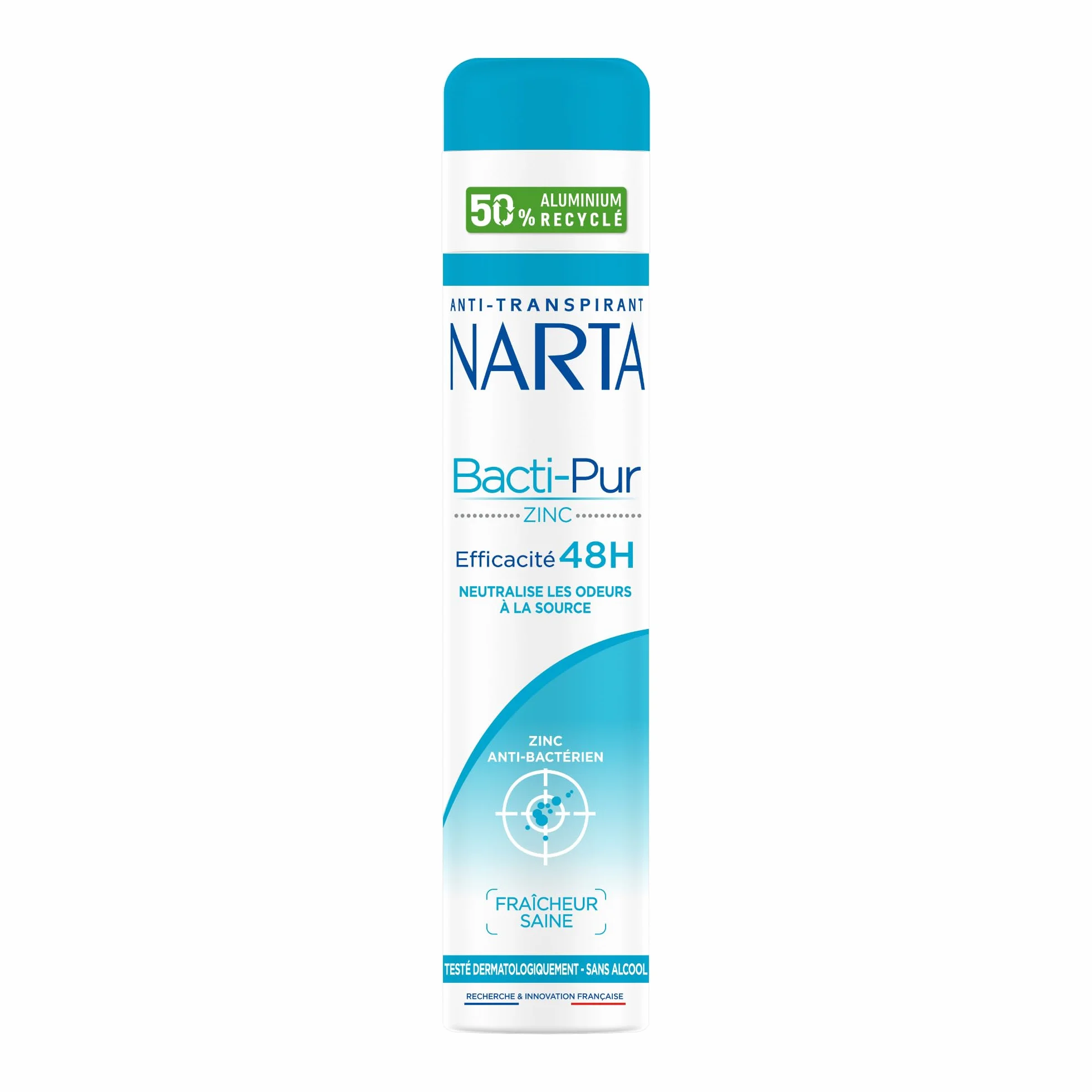 Narta Bacti-Pur Femme Déodorant Anti-Transpirant Spray Bacti-Pur Zinc efficacité 48h Fraîcheur Saine Sans Alcool 200ml