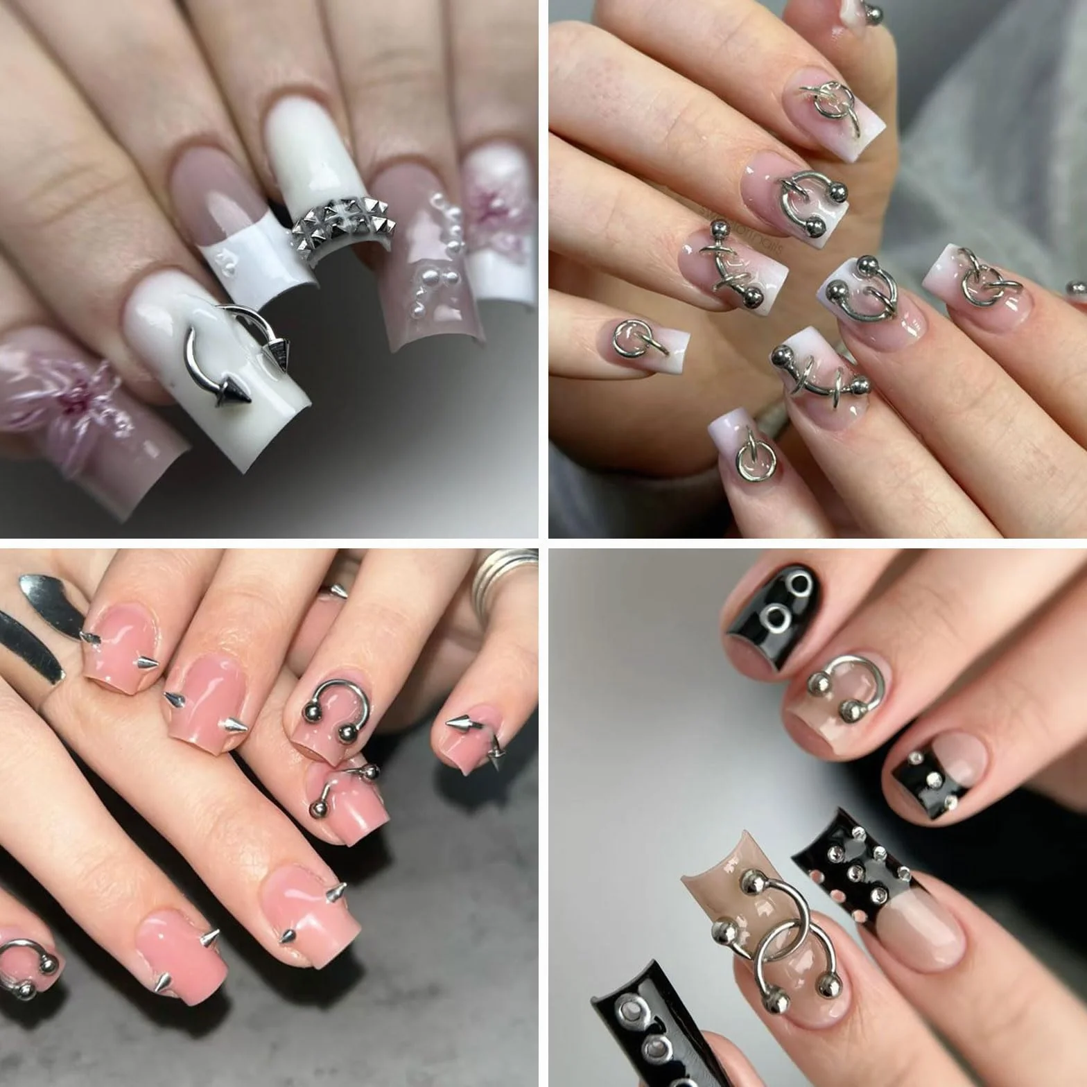 60 Pièces Rivets Métal Punk Charms Clous Alliage Manucure DIY Nail Art Accessoires
