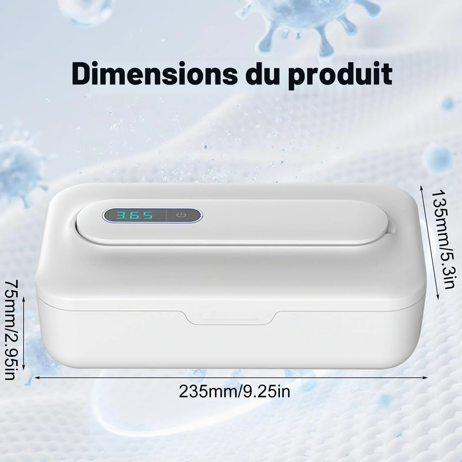Boîte de désinfection UV : stérilisateur d'outils pour ongles avec affichage numérique, amovible pour l'utilisation Centre de désinfection UV pour téléphone portable, masques, lunettes, clés