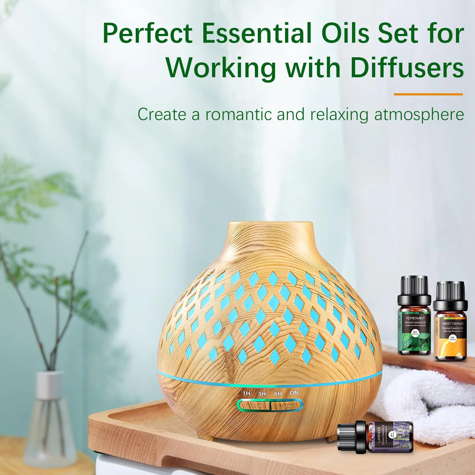 Kit Huiles Essentielles 6 x 10ml Aromathérapie Lavande Orange Douce Menthe Poivrée Arbre à Thé Citronnelle Eucalyptus