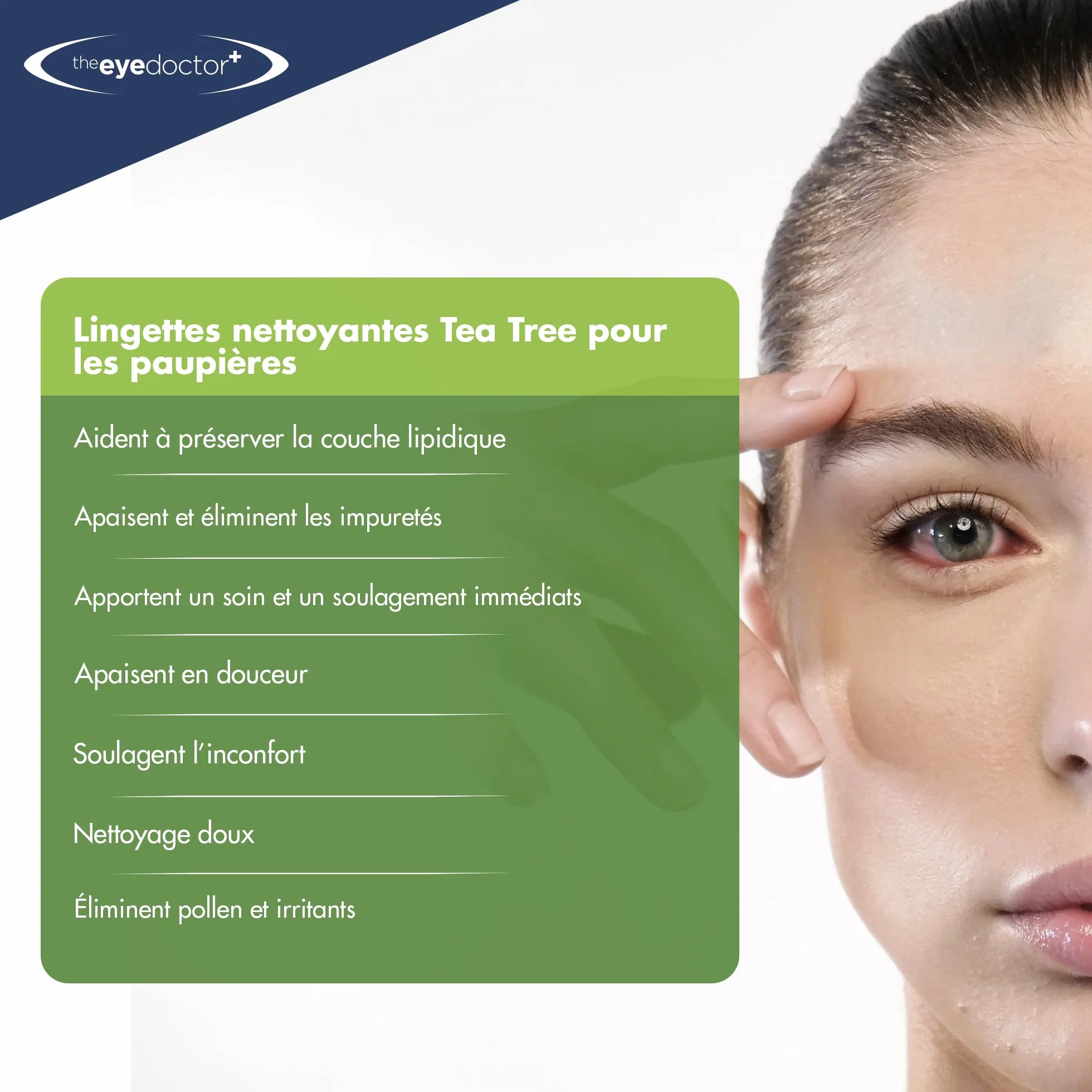 The Eye Doctor Lingettes Pour Paupières À L'arbre À Thé 200 Usage Unique Yeux Sensibles Secs