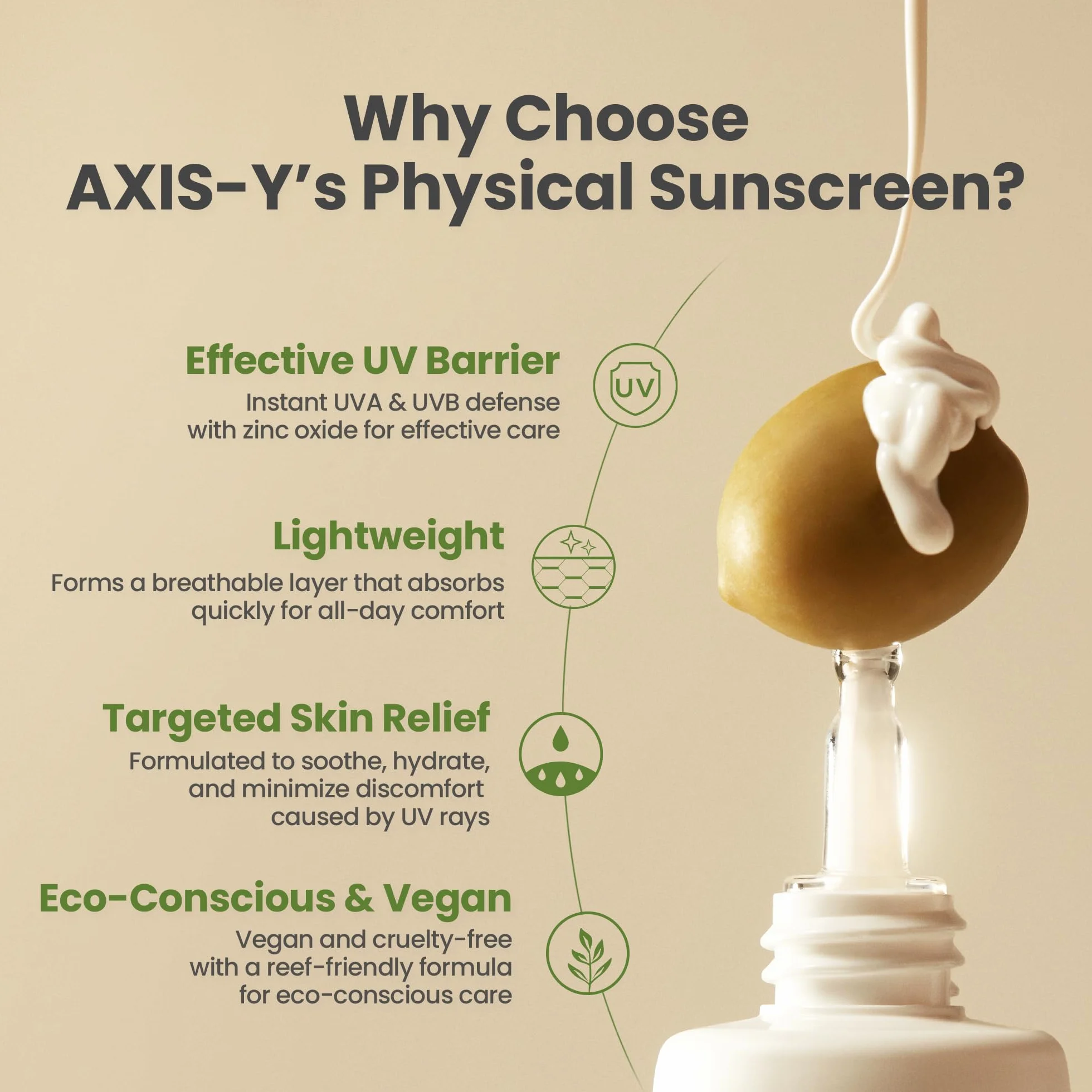 AXIS-Y Complete No-Stress Physical Sunscreen V3 – Écran solaire minéral visage SPF 50, 2% Niacinamide & Oxyde de zinc. Hydratant large spectre. Soin coréen végane – 50 ml (1,69 fl. oz.)