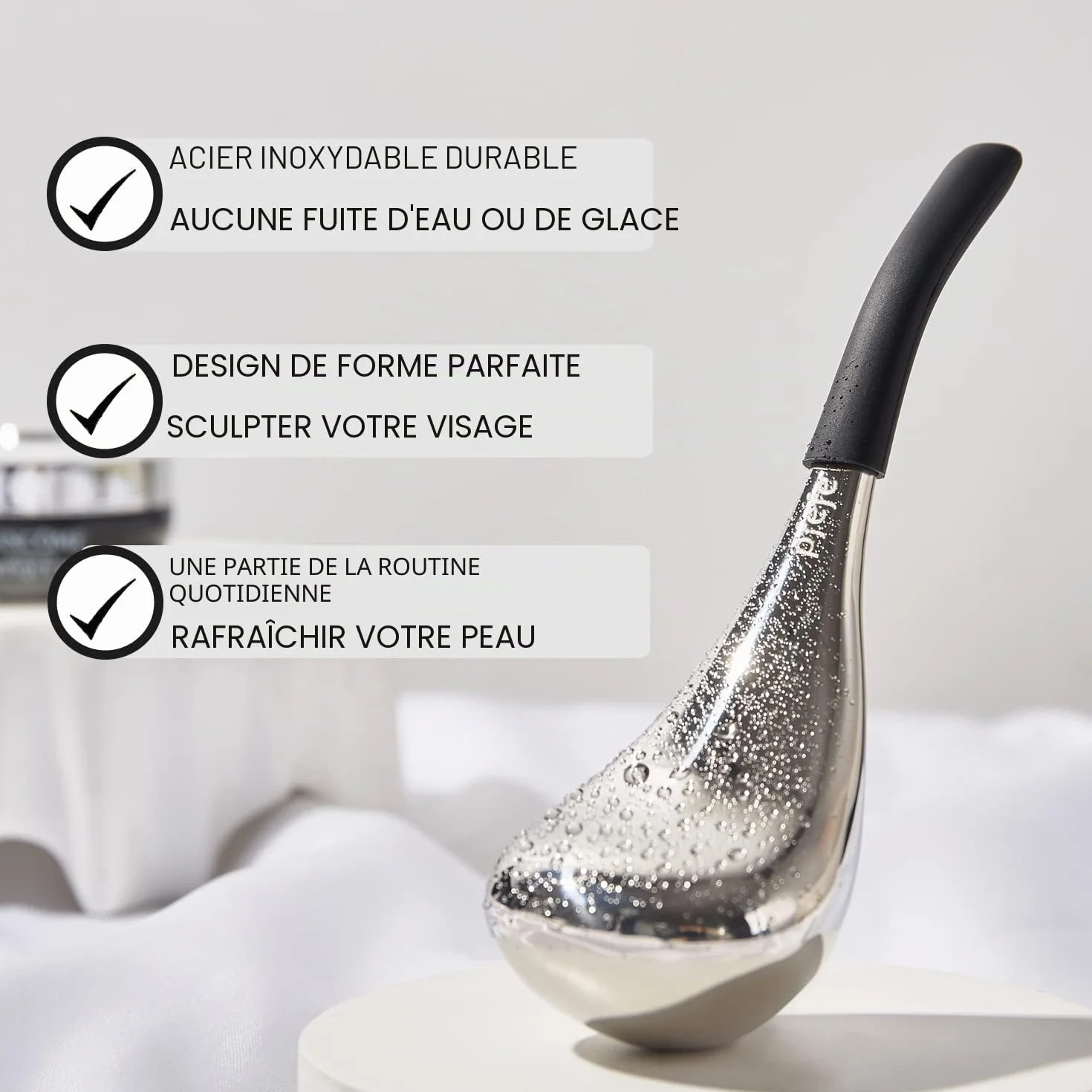 Pfefe Cryo Sticks Ice Globes - Outils de Soins de la Peau du Visage et Des Yeux - Bâtons de Cryo en Acier Inoxydable Pour - Globes de Massage Rafraîchissant Avec étui de Rangement
