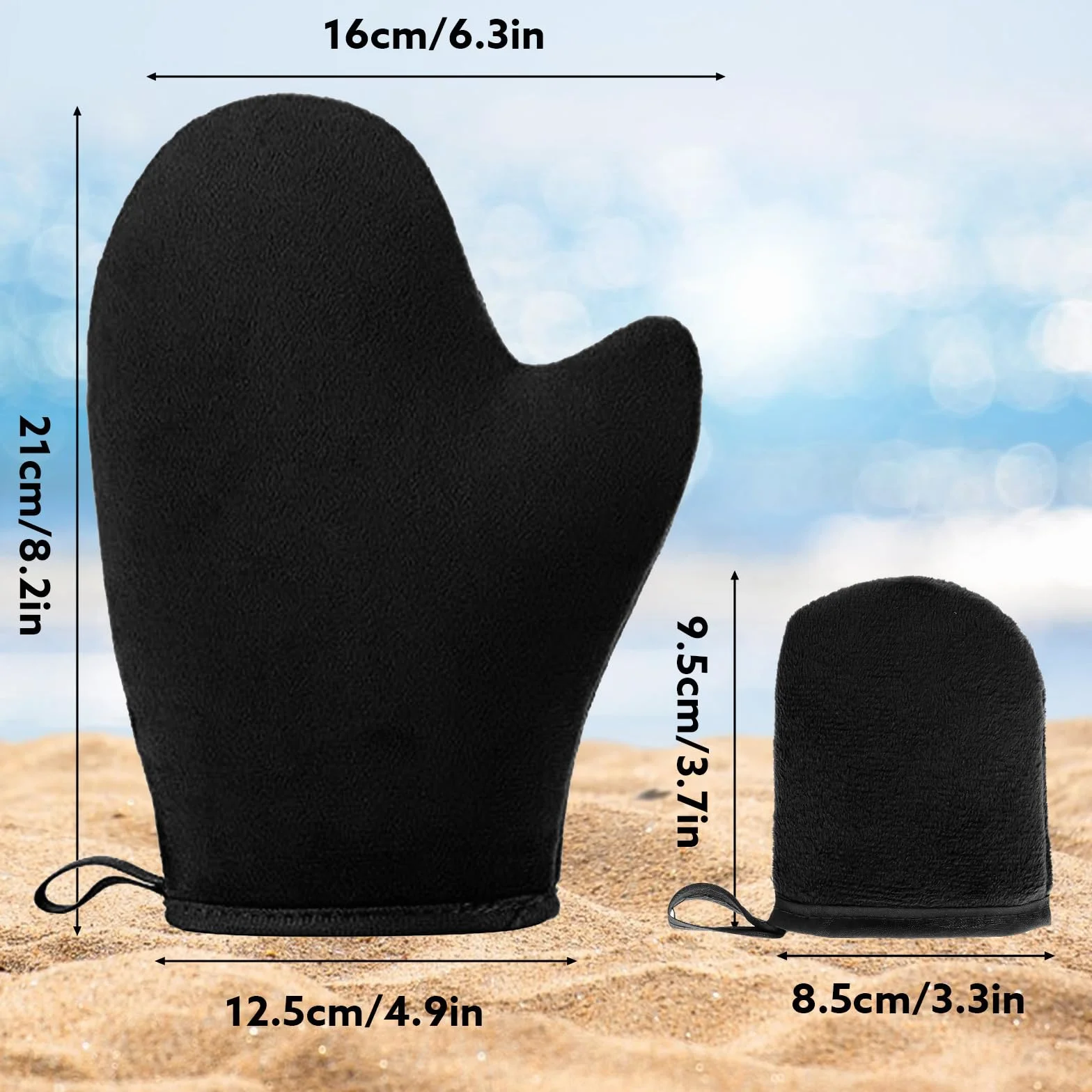 Gant Autobronzant Double Face 2 Pièces Visage et Corps Noir