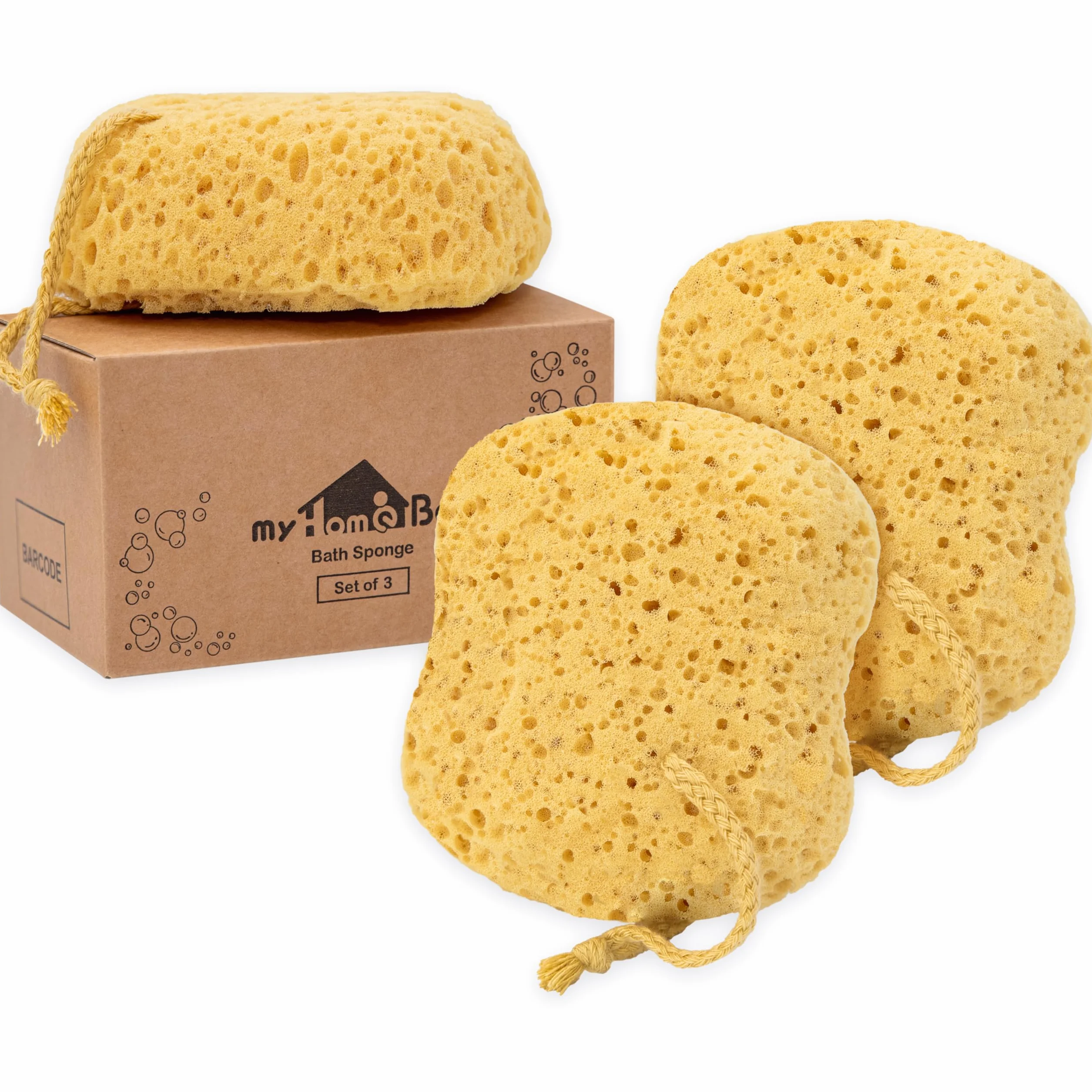 myHomeBody Éponge de bain Loofah mousse grande taille 3 paquets