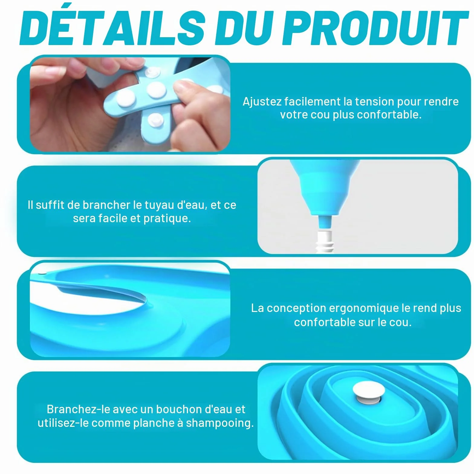 Bac pour Laver Les Cheveux, Plateau De Lavage Des Cheveux avec Tuyau, Bassin De Lavage De Cheveux Portable, Bassin De Shampoing Pliable pour Âgé Femmes Enceintes et Personnes Mobilité Réduite