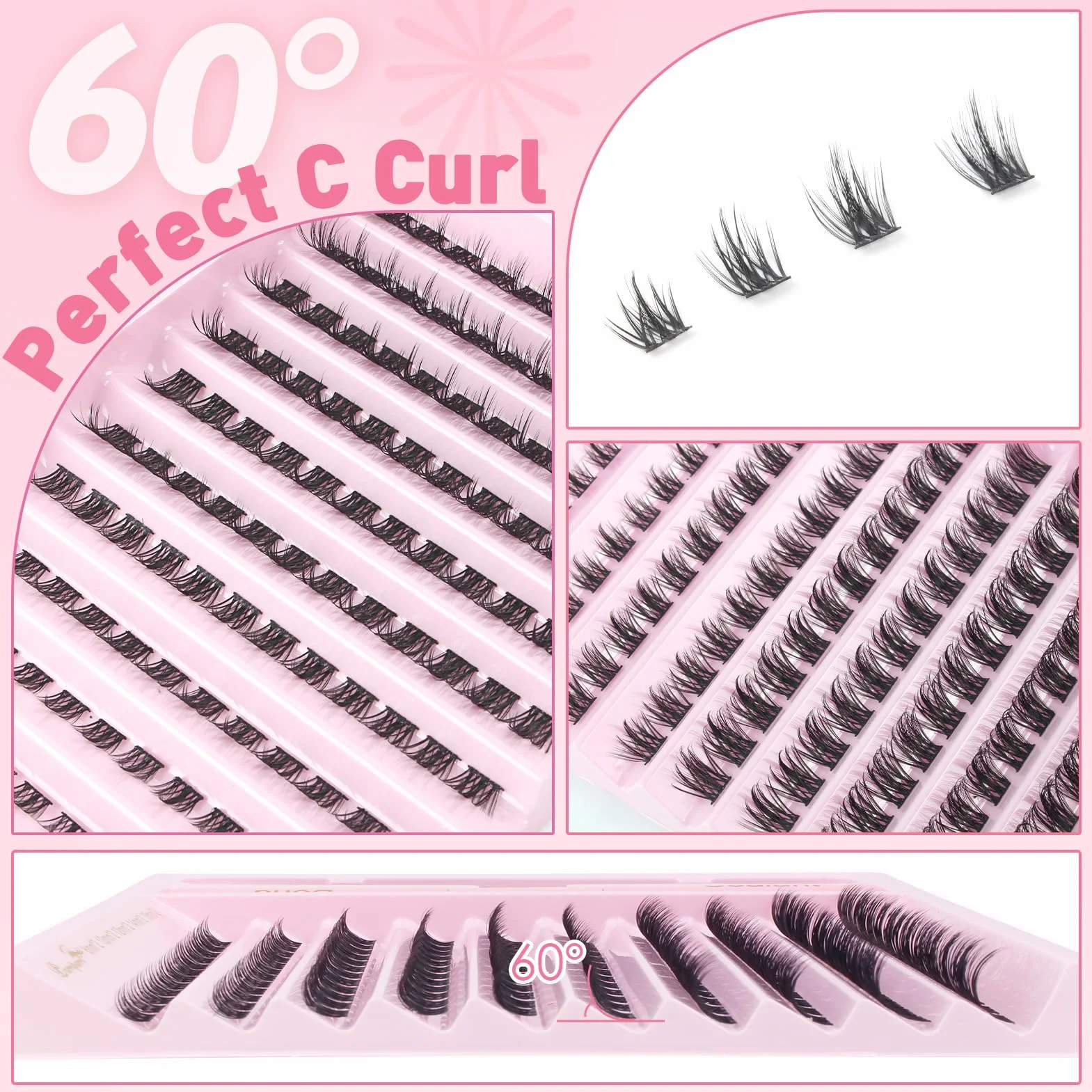 Kit de faux cils manga 120 pièces 8-16mm Collage étanchéité courbure
