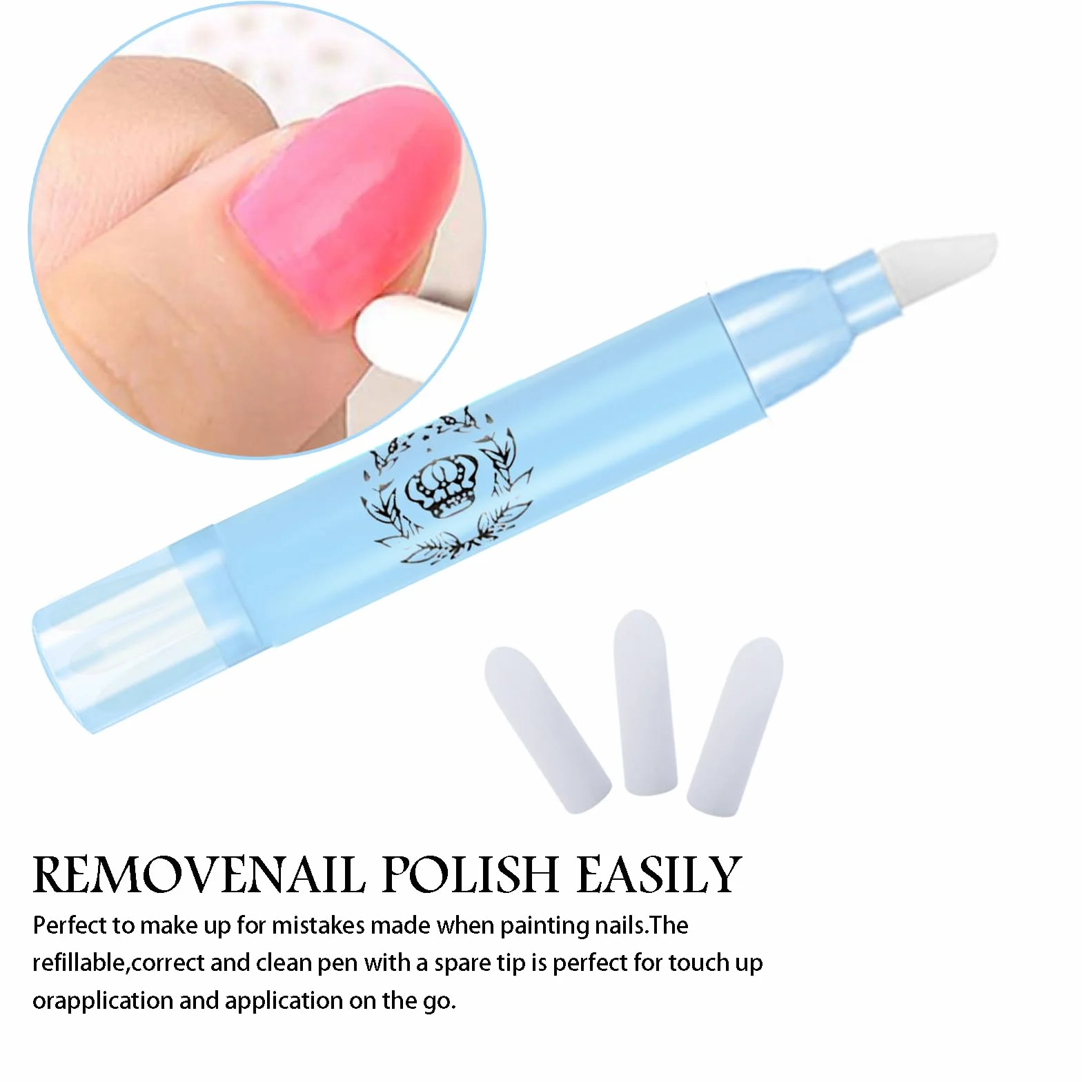Stylos Correcteurs de Vernis à Ongles x3 avec 9 Pointes de Rechange Outil de Manucure