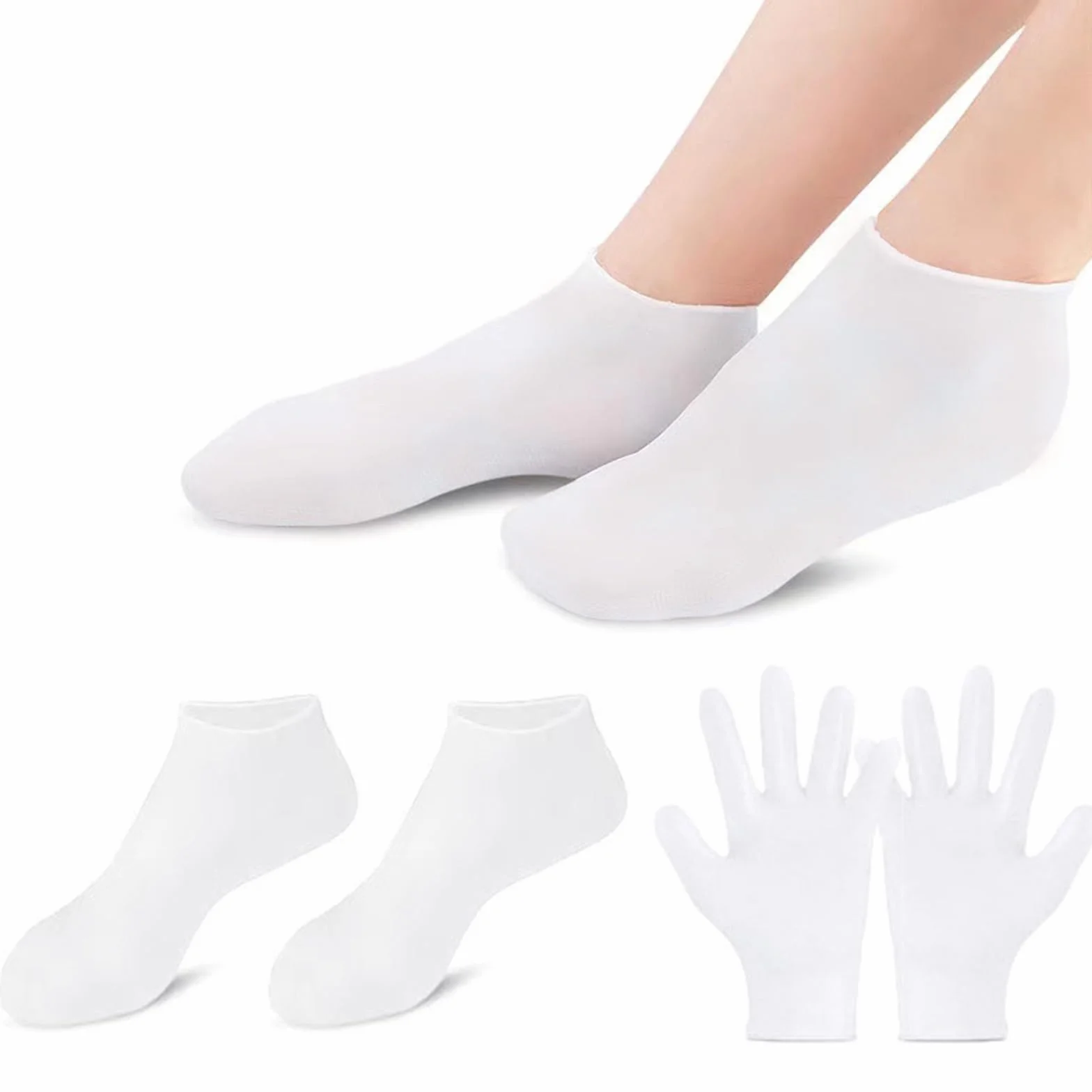 VolksRose Masque Pieds et Mains en Silicone Antidérapants Hydratants avec Peeling pour Callosités - Soin Réutilisable