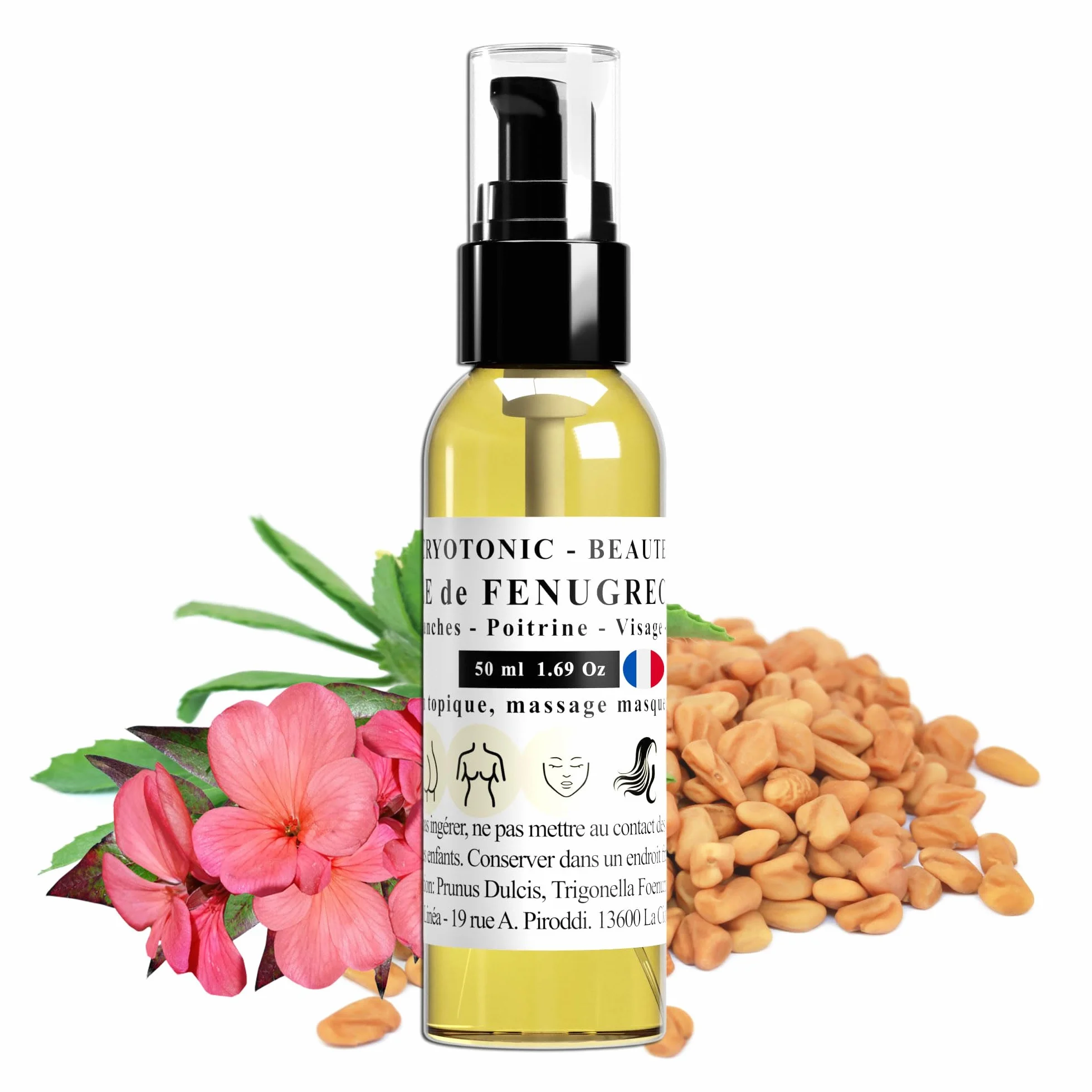 Huile de Fenugrec pour Poitrine, Fesses, Hanches, Cheveux | 100% naturelle, bio (50 ml)