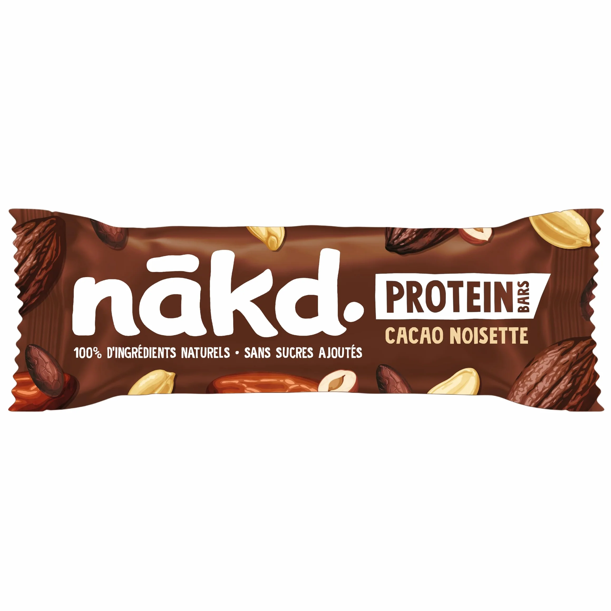Nākd. Protein Barre Cacao Noisette 45g 7g Protéines Végétales Vegan Sans Sucres Ajoutés 16x45g