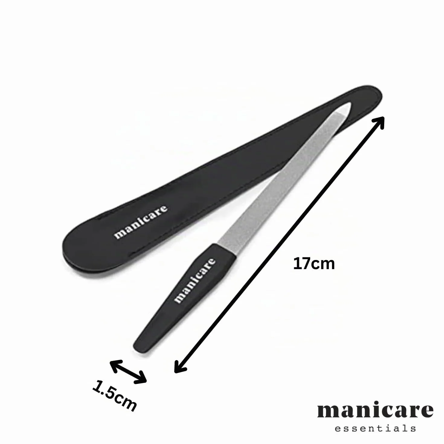 Manicare Lime à ongles saphir double face gros et fin métallique durable avec étui de protection manucure pédicure