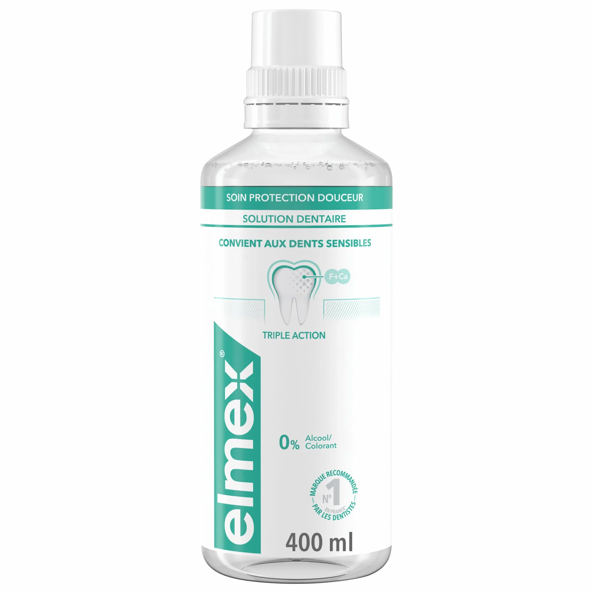 ELMEX Bain de bouche Soin Protection Douceur Triple action dents sensibles protection caries Sans alcool 400ml
