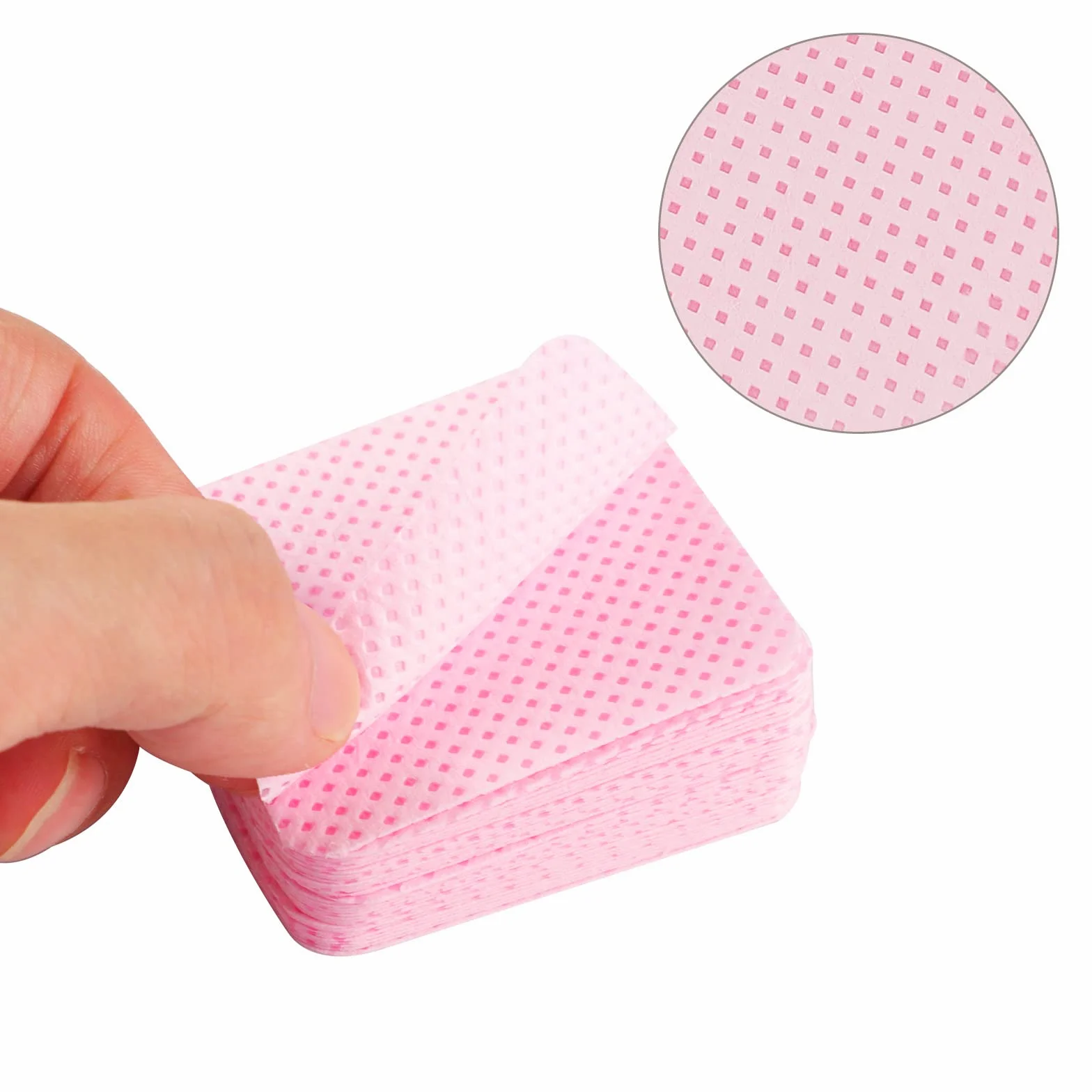 Coton Ongles Gel Non Pelucheux 300pcs, Cleaner Degraissant Lingettes Vernis Semi Permanent Rose