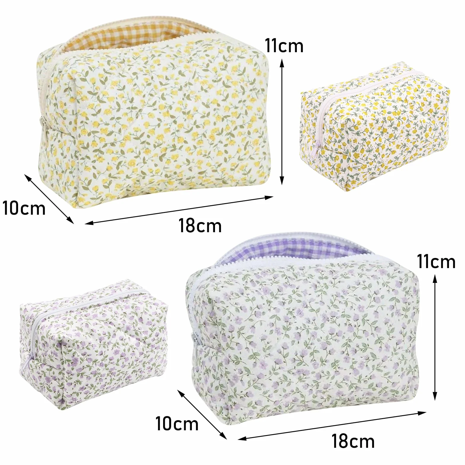Trousse de Maquillage Florale, Petite Trousse de Toilette pour Femmes et Filles