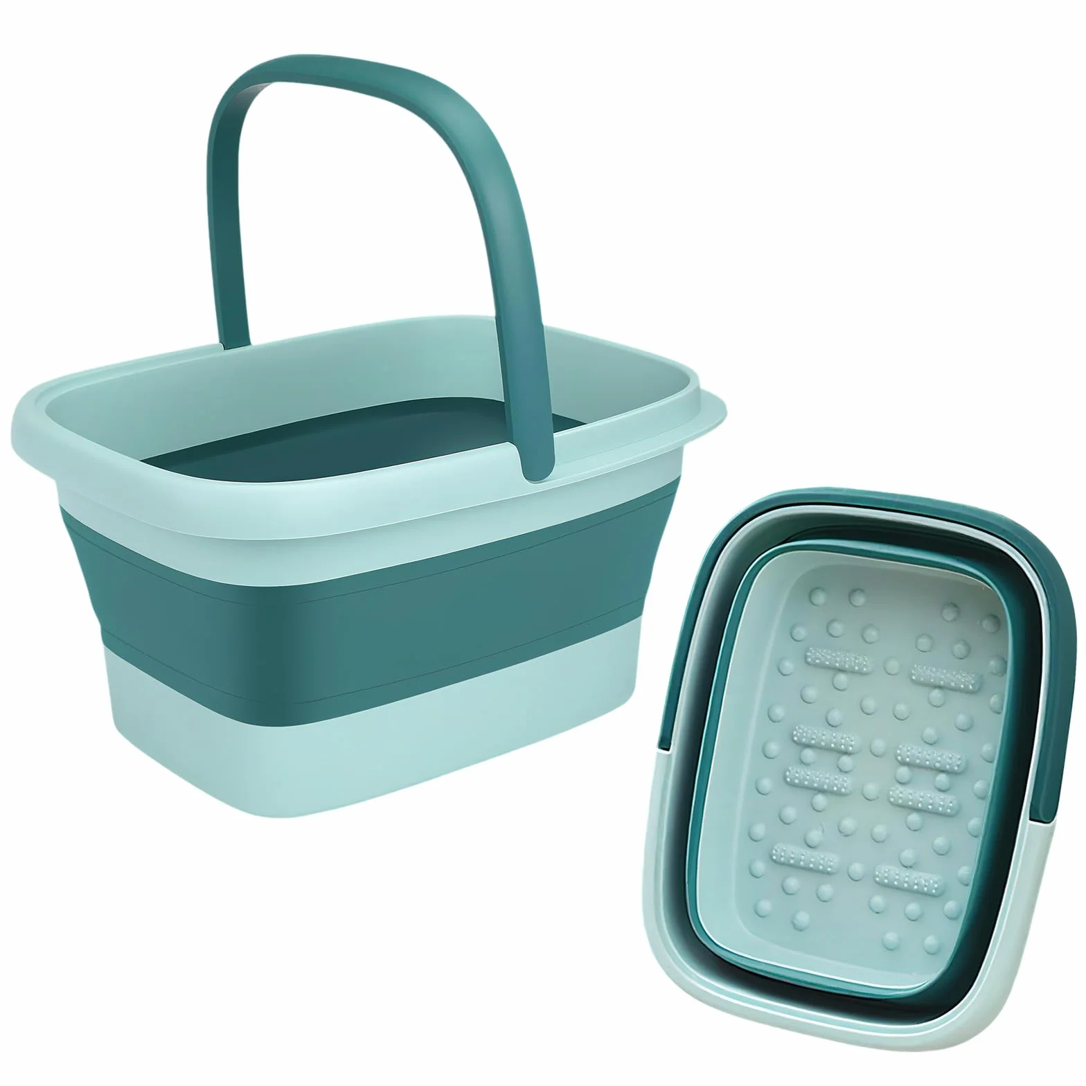 Bain de Pieds Pliable avec Massage – Bassine Spa Pieds avec Poignée pour Relaxation et Soins des Pieds, Bassine Massage Pieds Compacte pour Maison (Vert)
