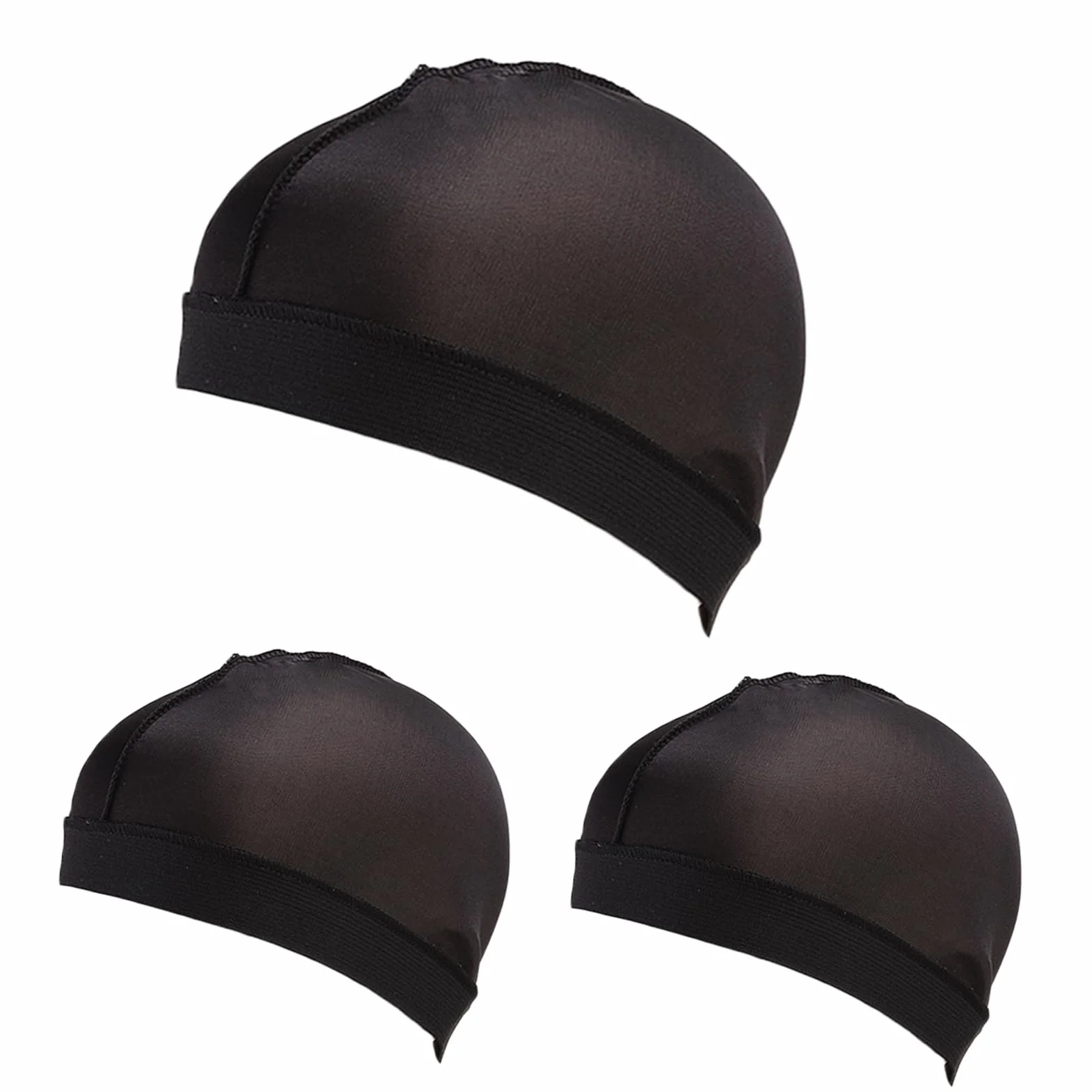 Lot de 3 Bonnets Ondulés Soyeux Satin Homme Wave Cap Noir Unisexe Sommeil Douche
