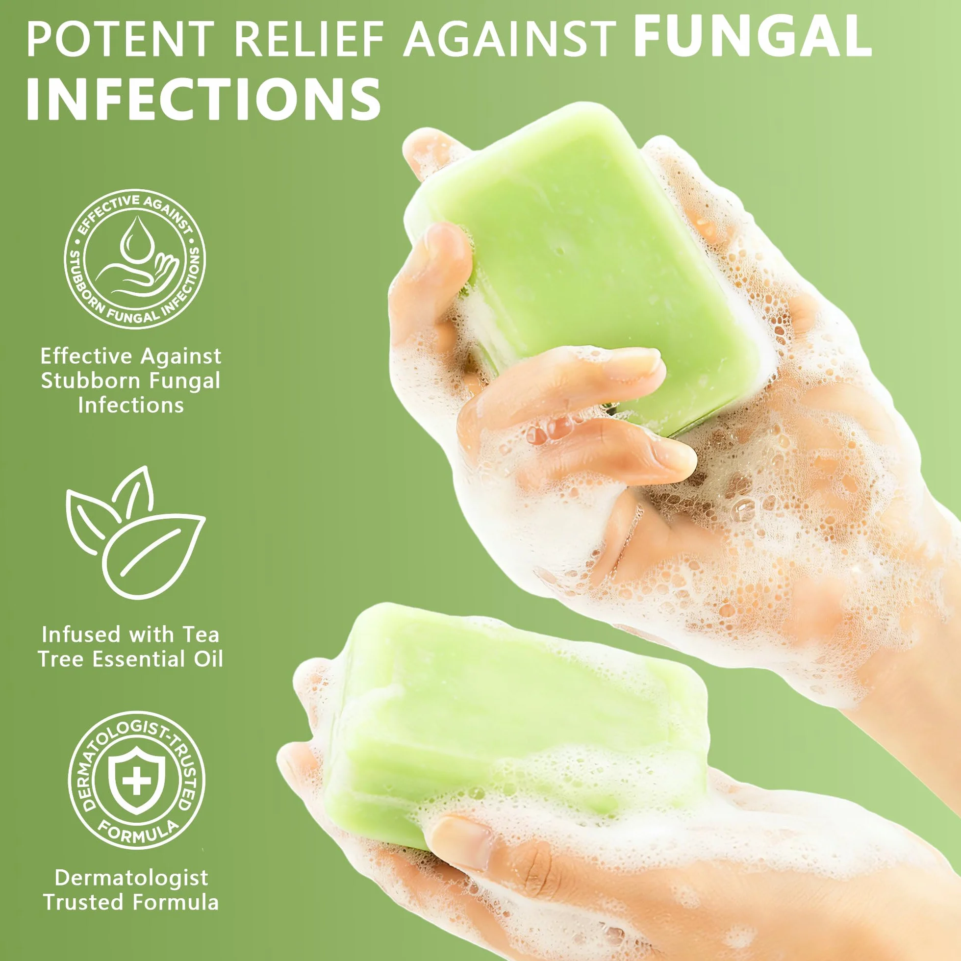 Tea Tree Oil Soap Antifungal Relief Bar Athlete’s Foot Treatment Jock Itch Ringworm Natural Foot Body Soap Gentle Exfoliating 2 Pack