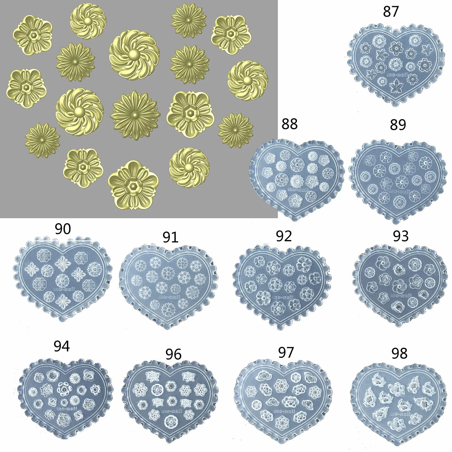 Moule en silicone 3D motif fleurs pour décoration d'ongles