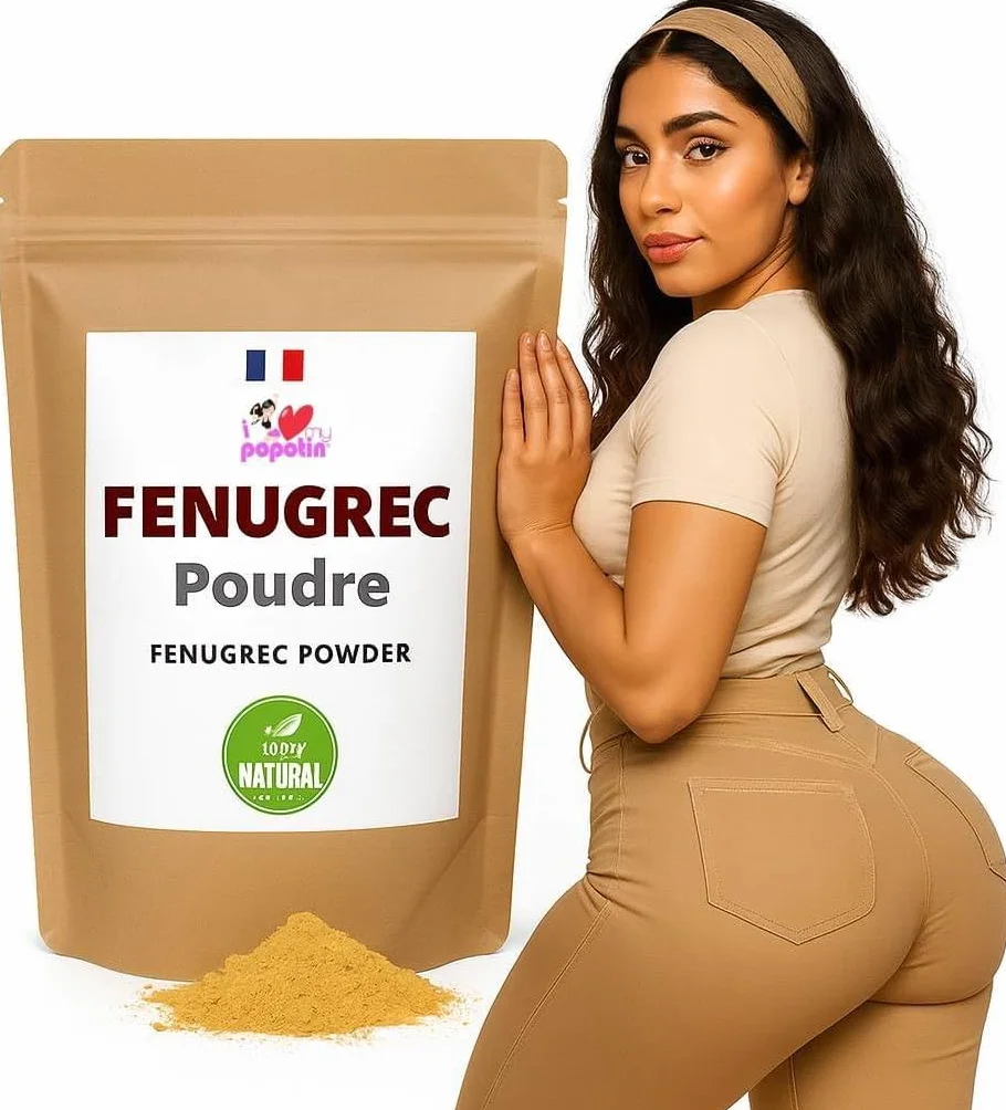 Poudre de Fenugrec 100% Naturelle - Fenugrec Moulu Premium Français pour Grossir le Fessier, Développer les Hanches et Galber la Poitrine - Volume & Fermeté du Corps - 100 g -I Love My Popotin