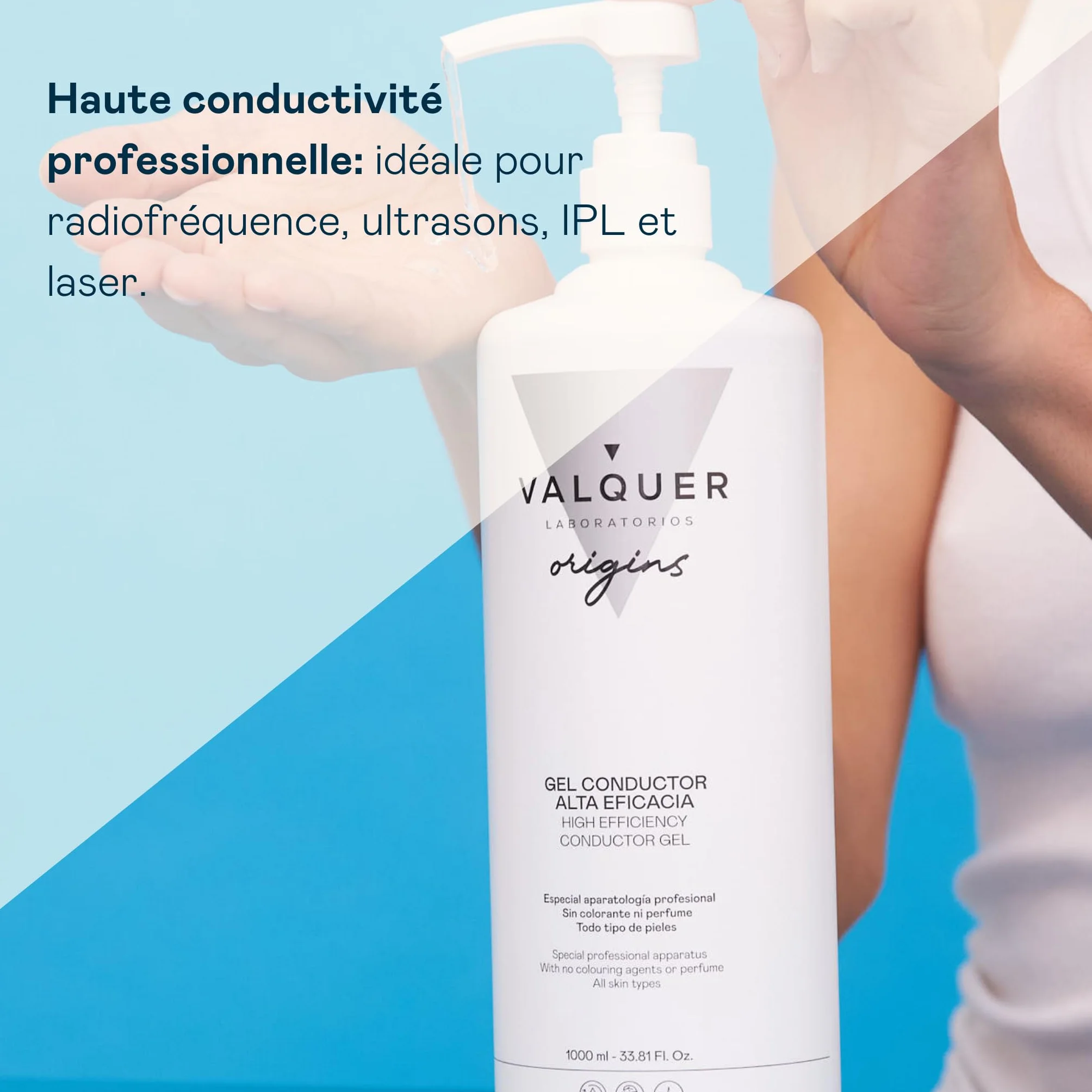 Gel conducteur Valquer 1l radiofréquence ultrasons électrostimulation IPL laser