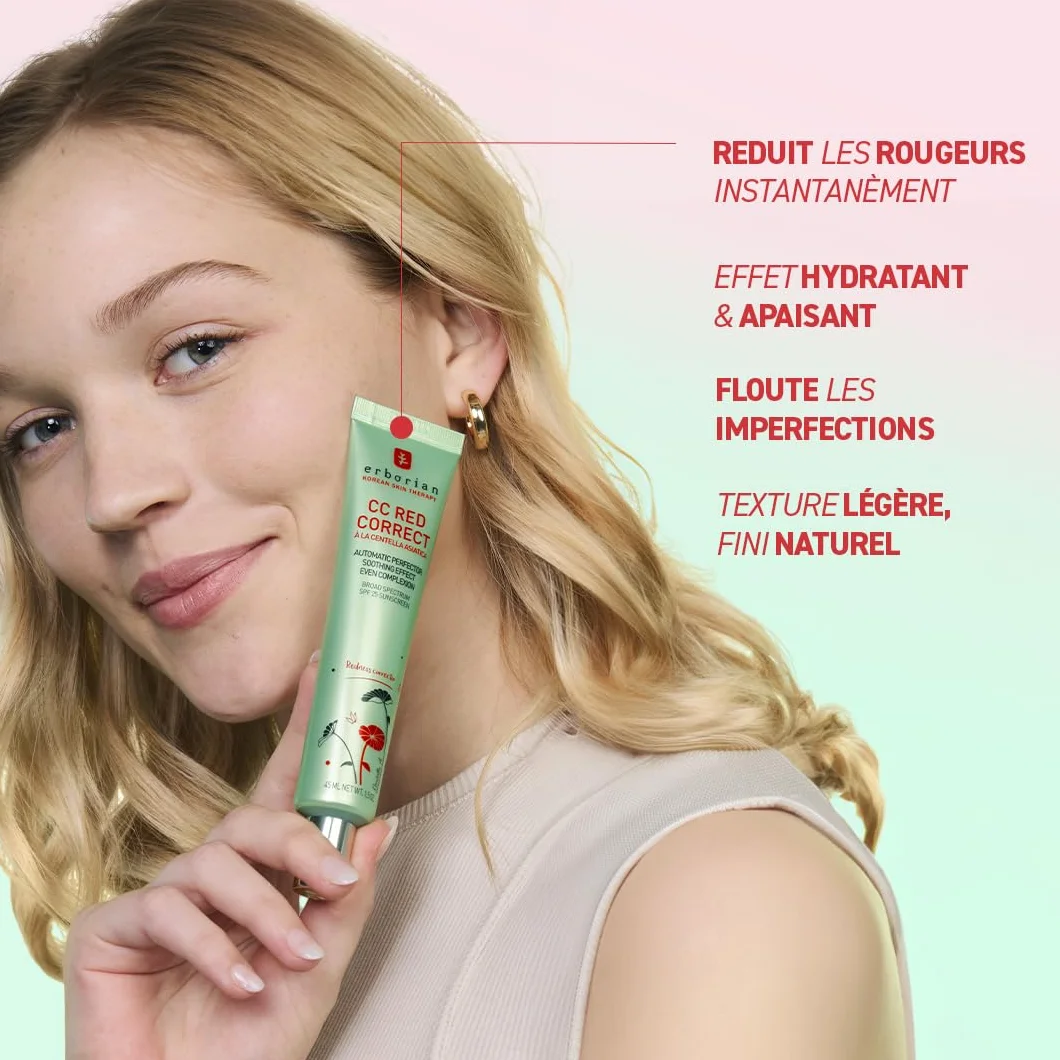 Erborian CC Red Correct Crème Teintée Anti-Rougeur SPF 25 Cosmétique Coréen
