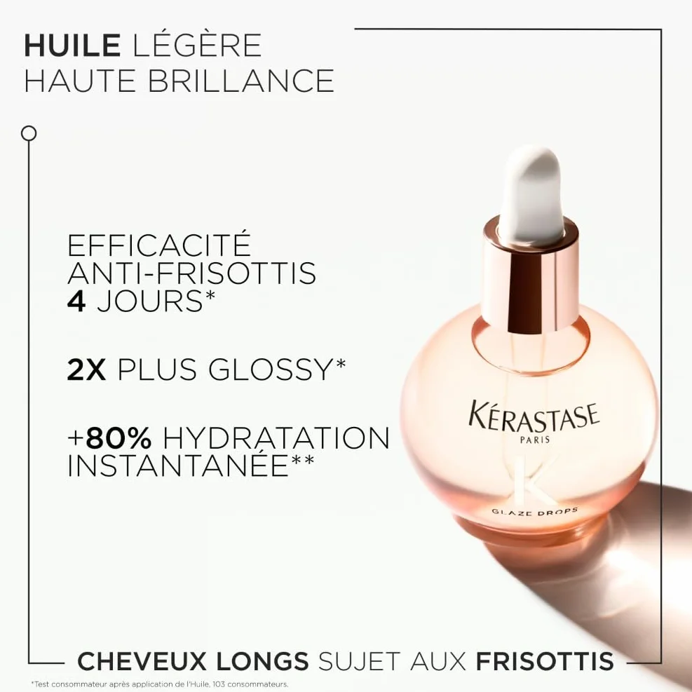KERASTASE Gloss Absolu Glaze Drops Huile Cheveux Légère Brillance 96H Ultra-Glossy Huile Rose Sauvage 45 ml
