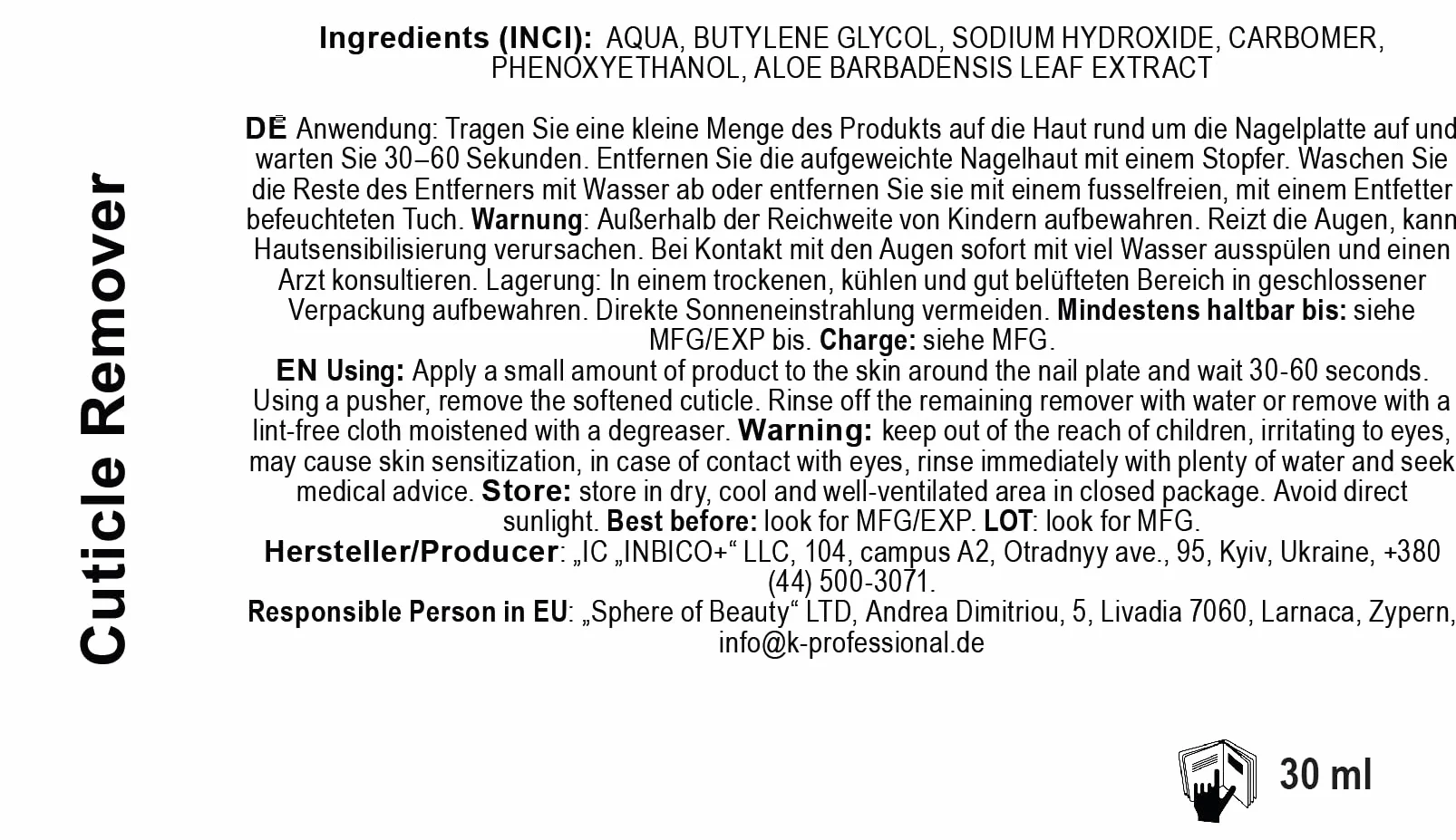 Kodi Professional Dissolvant de Cuticules - Cuticle Remover Nail Gel 30 ml
