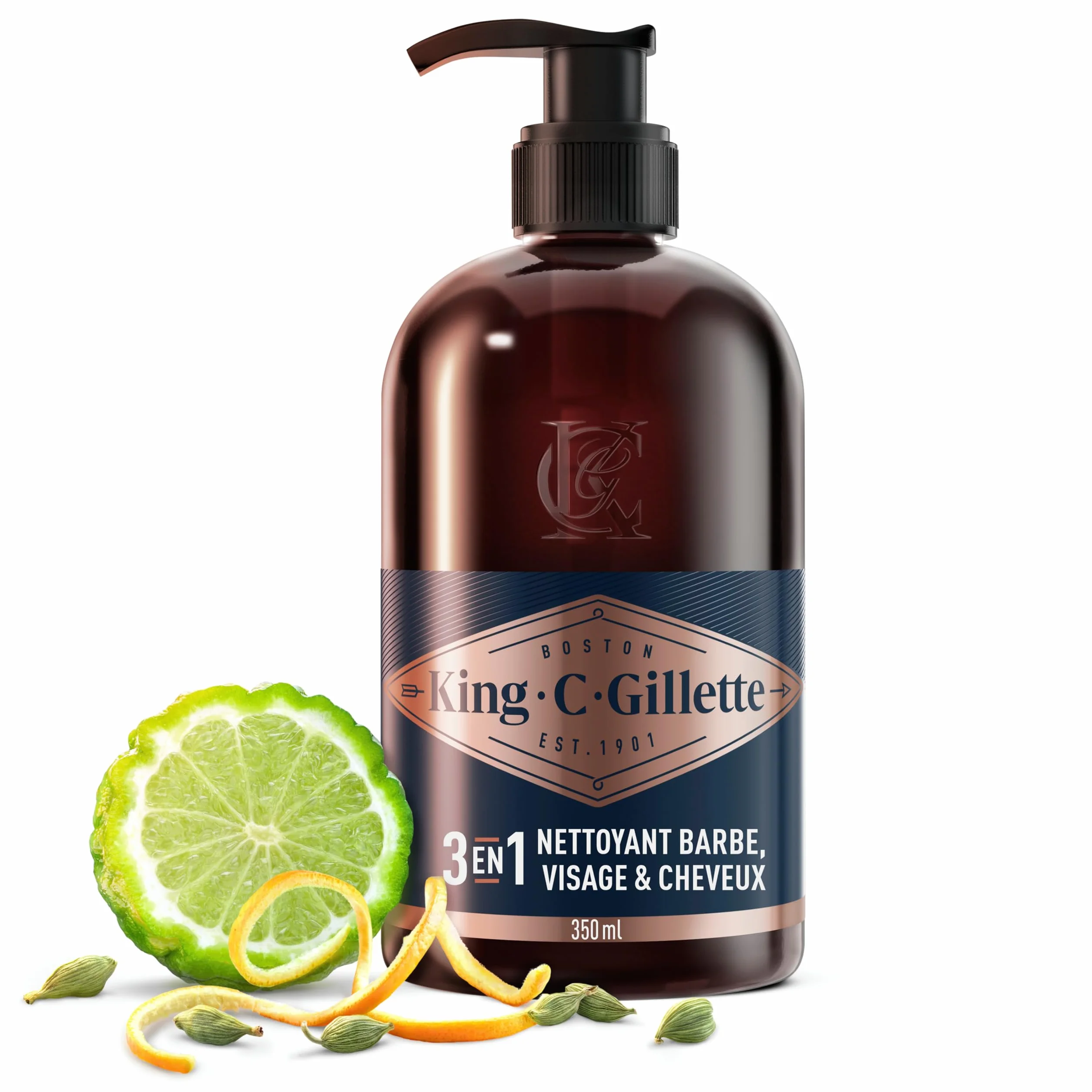 King C. Gillette Soin Barbe Homme Nettoyant 3-en-1 350 ml
