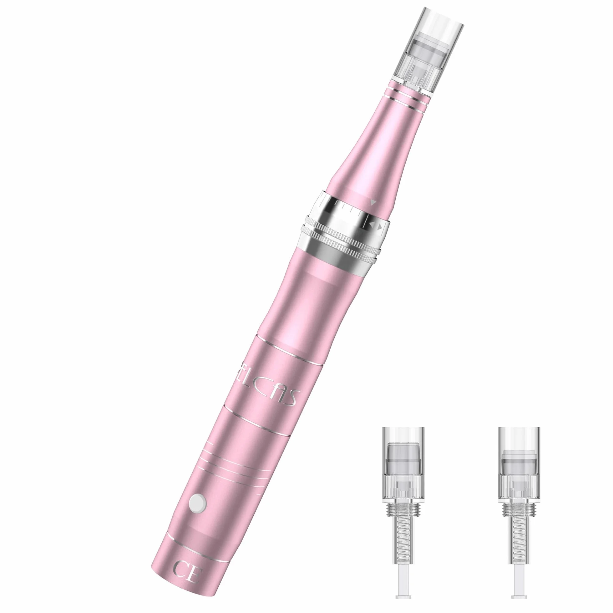PELCAS Dermapen, Micro Aiguille Stylo Électrique Rechargeable Antivieillissement Peau Appareil avec 3 Têtes d’Aiguilles pour Acné Cicatrices Rides Vergetures Tachetures 0-2 mm Réglable