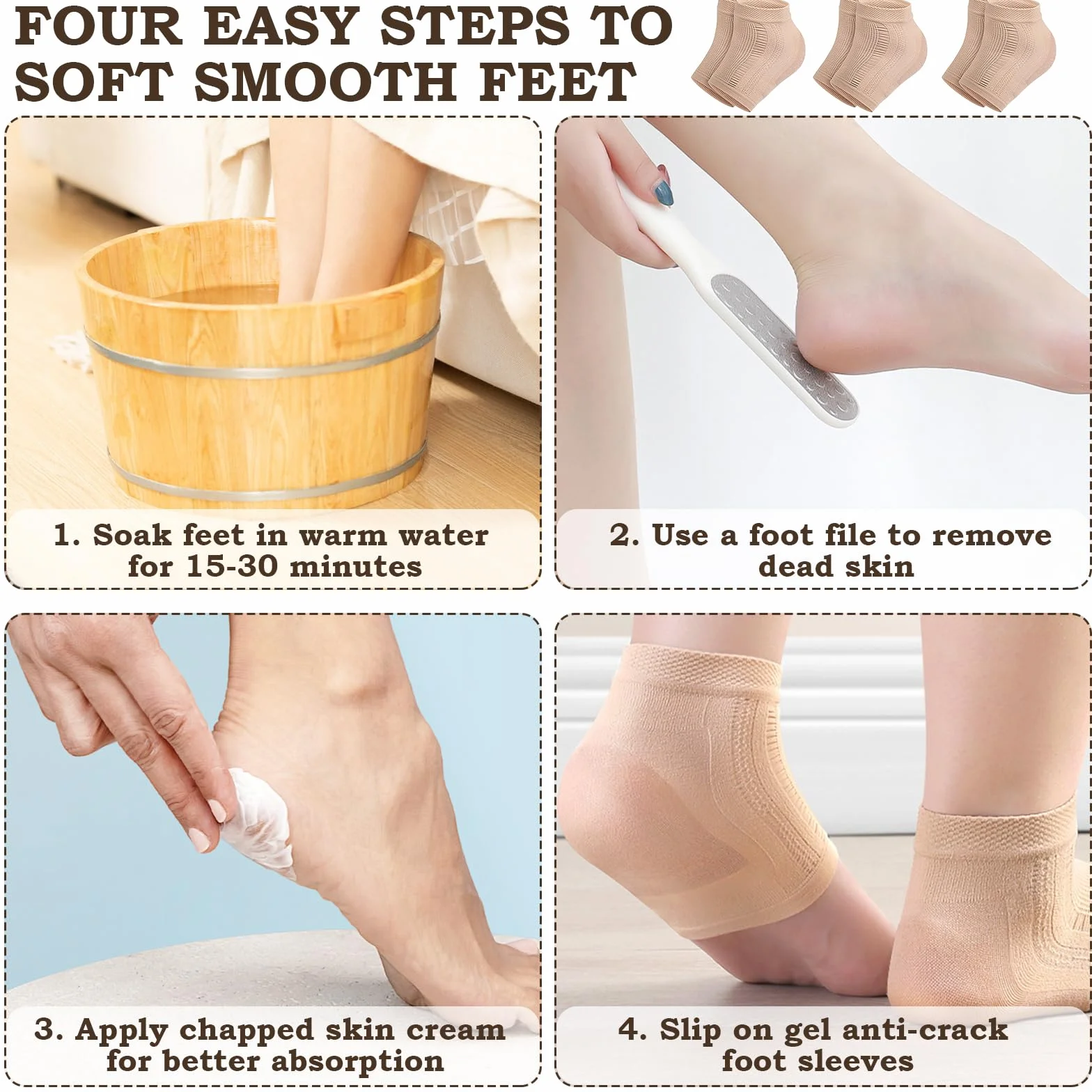 Chaussettes à Talons en Gel, Chaussettes en Silicone Ventilées, Chaussettes Hydratantes pour Femmes et Hommes, Traitement des Talons Secs