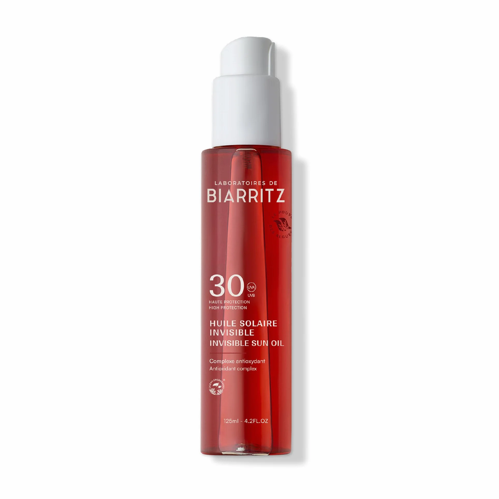 Laboratoires de Biarritz - Huile Solaire Satinée SPF30 - Texture Invisible - Visage, Corps & Cheveux - Parfum 100% d’Origine Naturelle - Protège & Sublime la Peau - 125 ml - Fabriquée en France