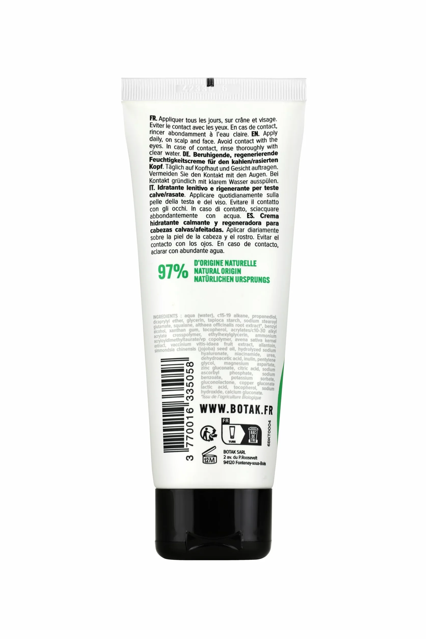 BOTAK Coffret Cadeau soin crâne rasé 99% 97% origine naturelle Végan Français Régule pH microbiome
