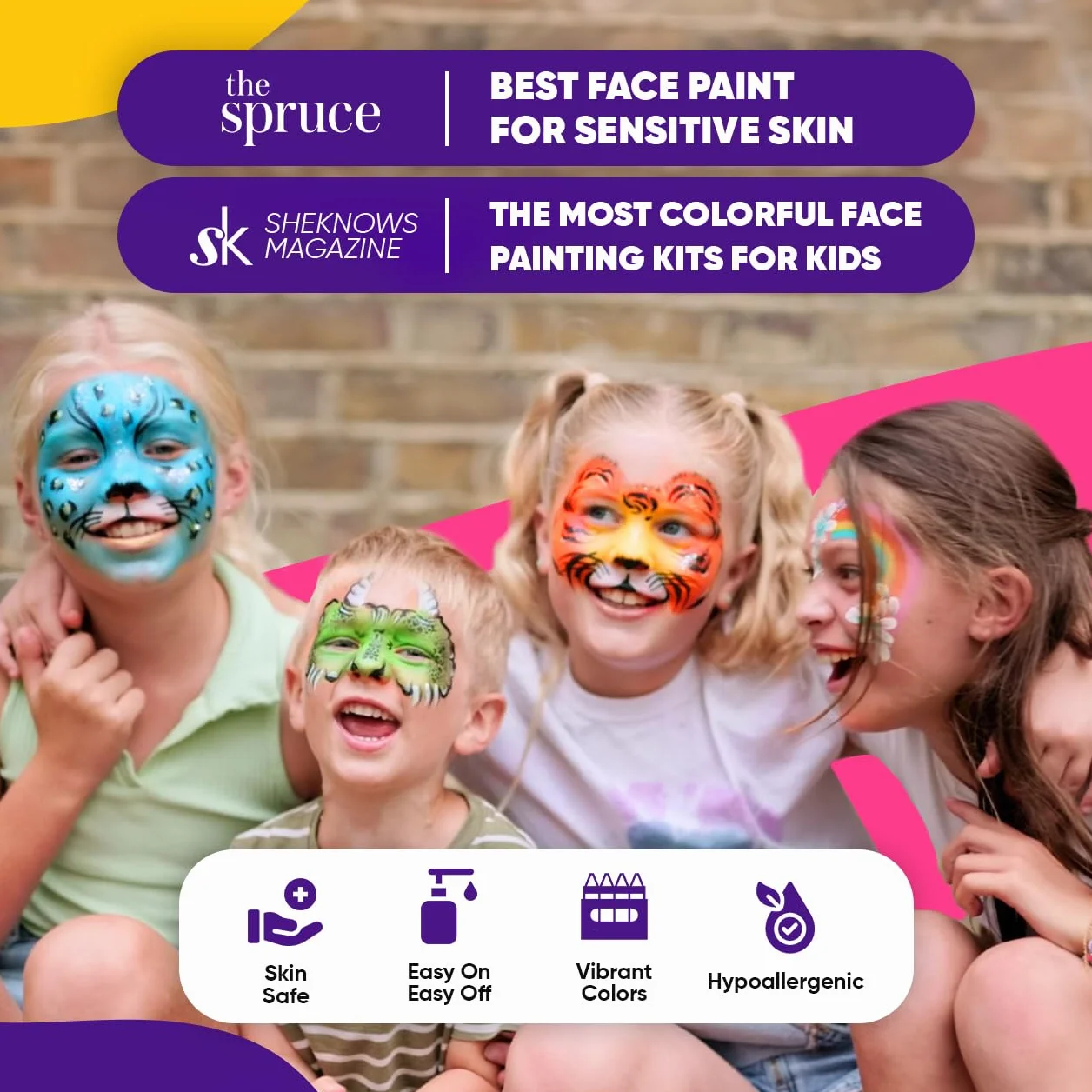 Palette de Maquillage Enfant Visage, Blue Squid, Palette de 12 couleurs, 30+3 pochoirs ,120ml de peintures corporelles de qualité professionnelle, pinceaux, peinture de maquillage pour Halloween