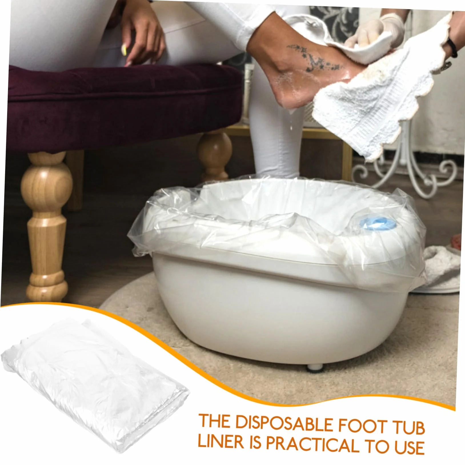 Lot de 80 sacs jetables pour bain de pieds - Imperméables - Pour spa - Pratique - Pour salon et maison - Léger et respirant - Pas d'effort d'installation